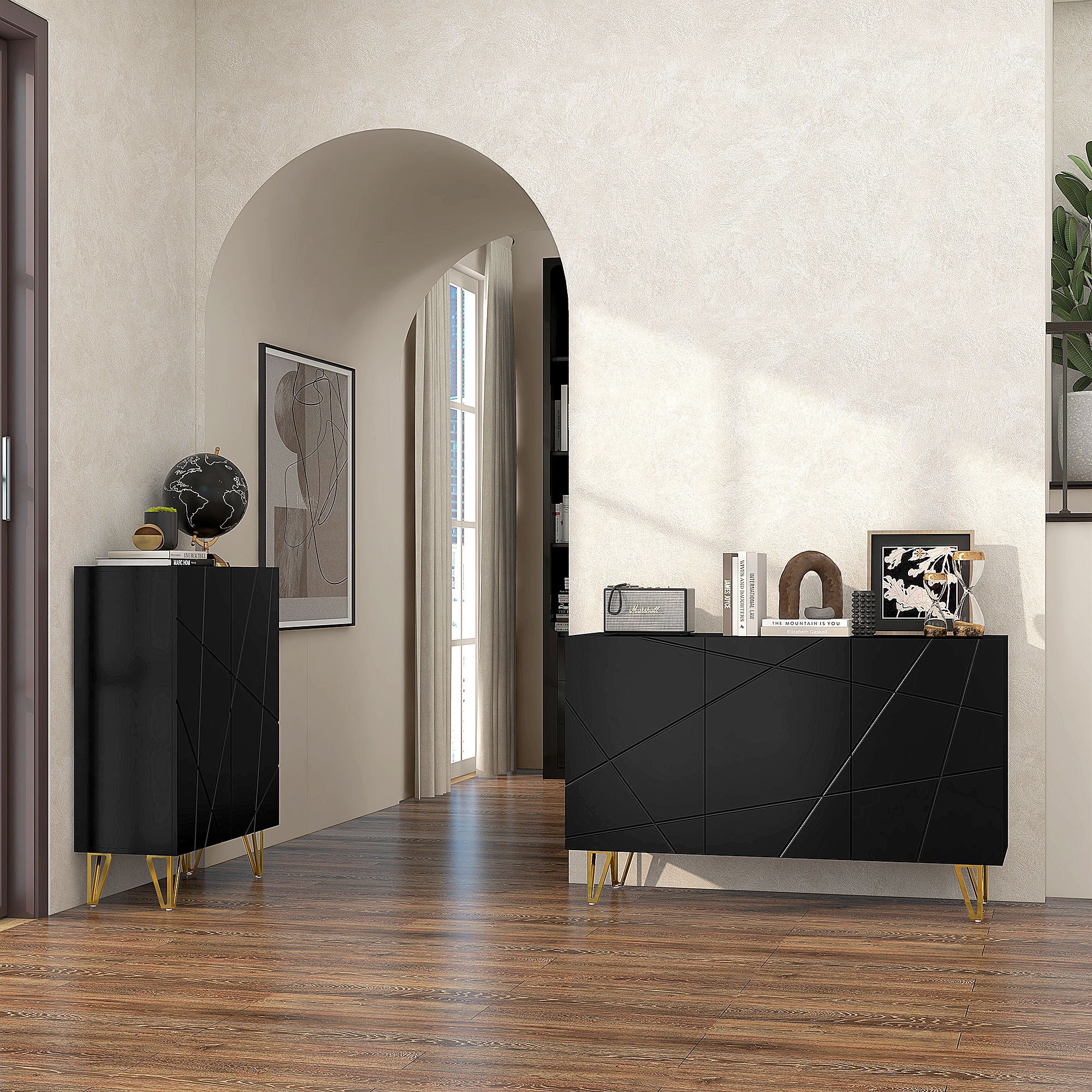 HOMCOM Freestanding Storage Cabinet with Adjustable Shelves for Living Room - Image 9