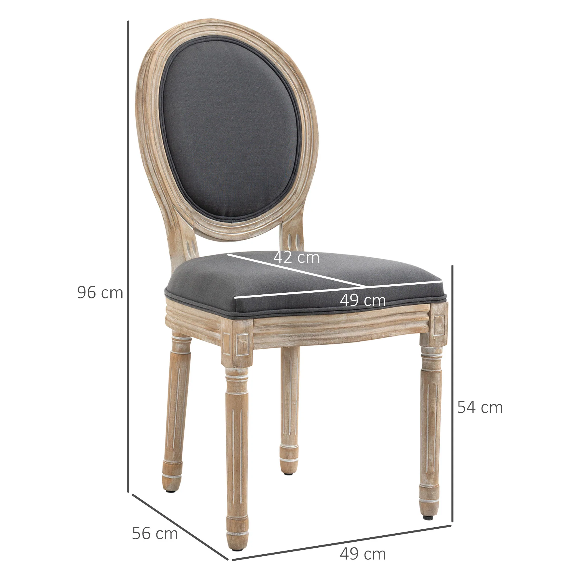 HOMCOM French-Style Dining Chairs Set Of 2 With Linen Upholstery, Backrest - Image 5