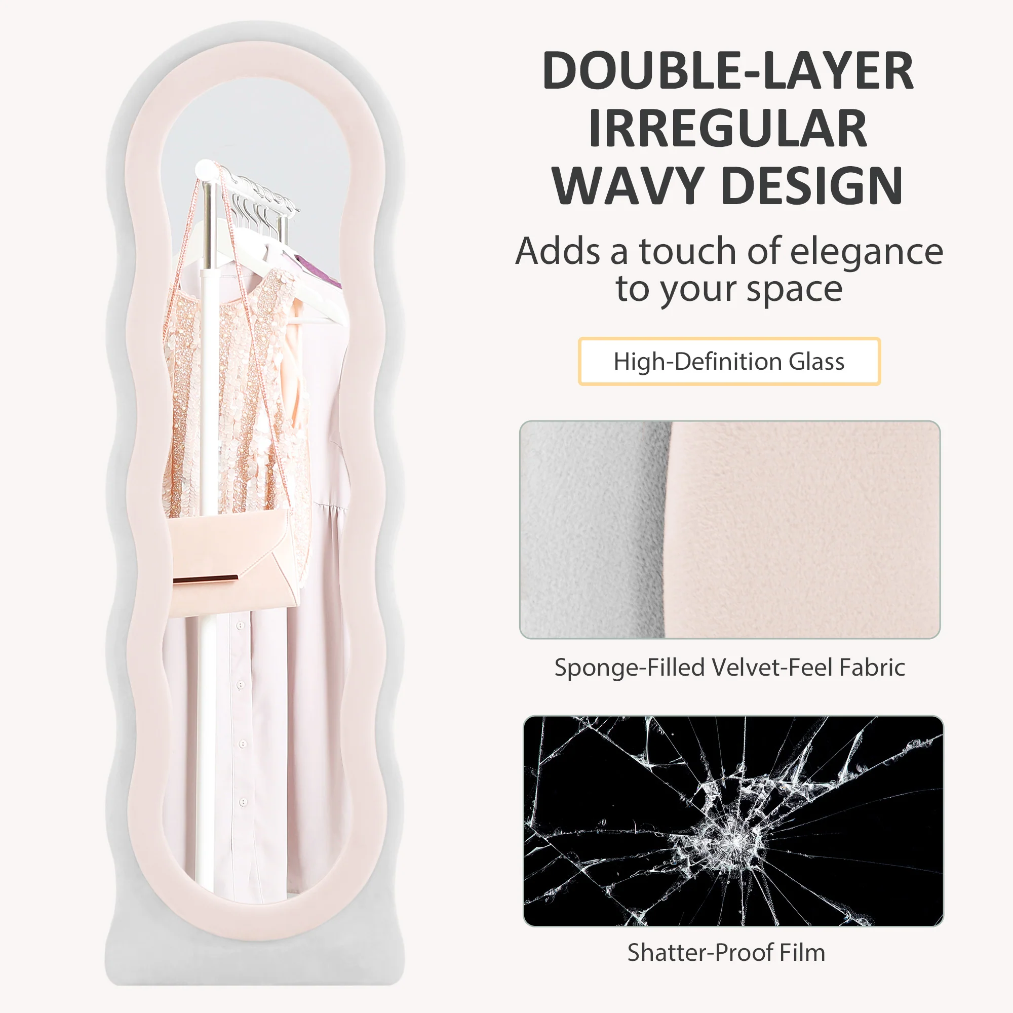 HOMCOM Full Length Mirror, Standing, Leaning or Wall Mirror - Image 5