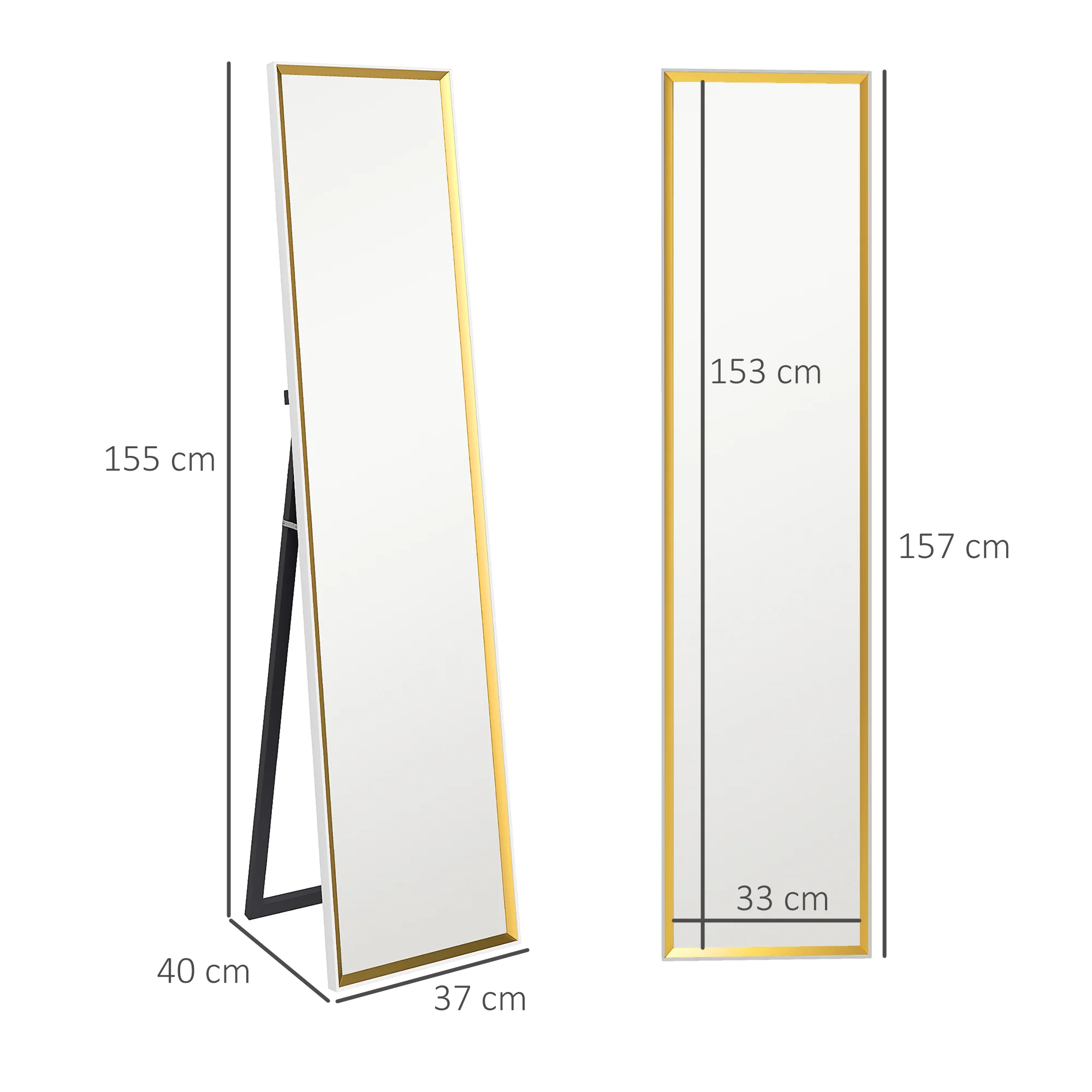 HOMCOM Full Length Mirror Wall Mount Leaning Standing Mirror, White - Image 5