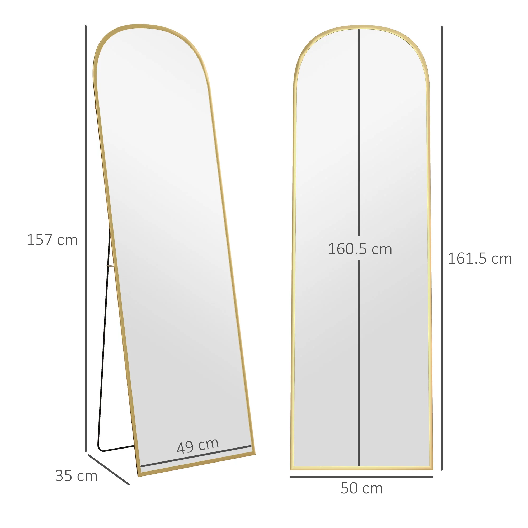 HOMCOM Full Length Mirror with Aluminium Alloy Frame Hanging or Leaning - Image 5