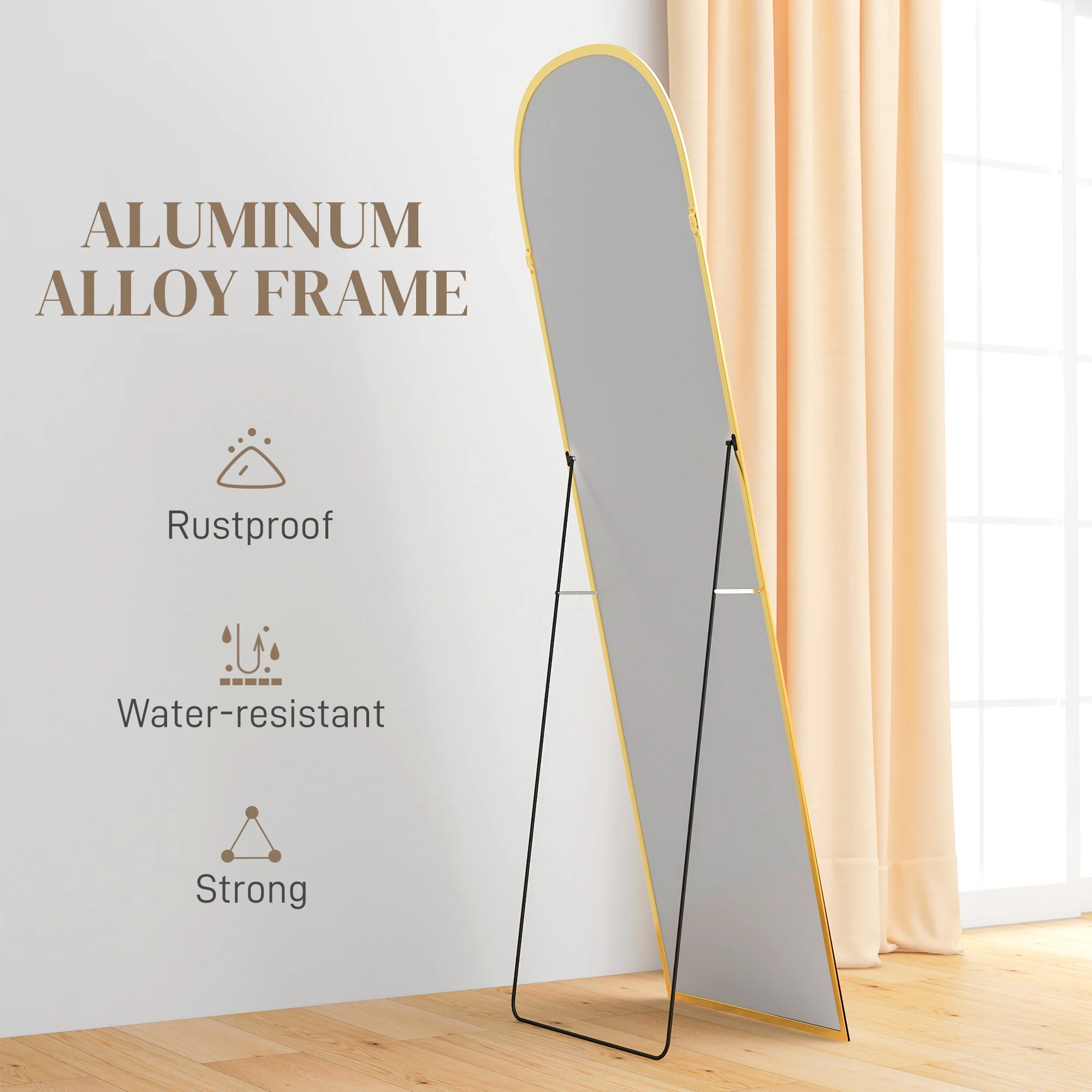 HOMCOM Full Length Mirror with Aluminium Alloy Frame Hanging or Leaning - Image 6