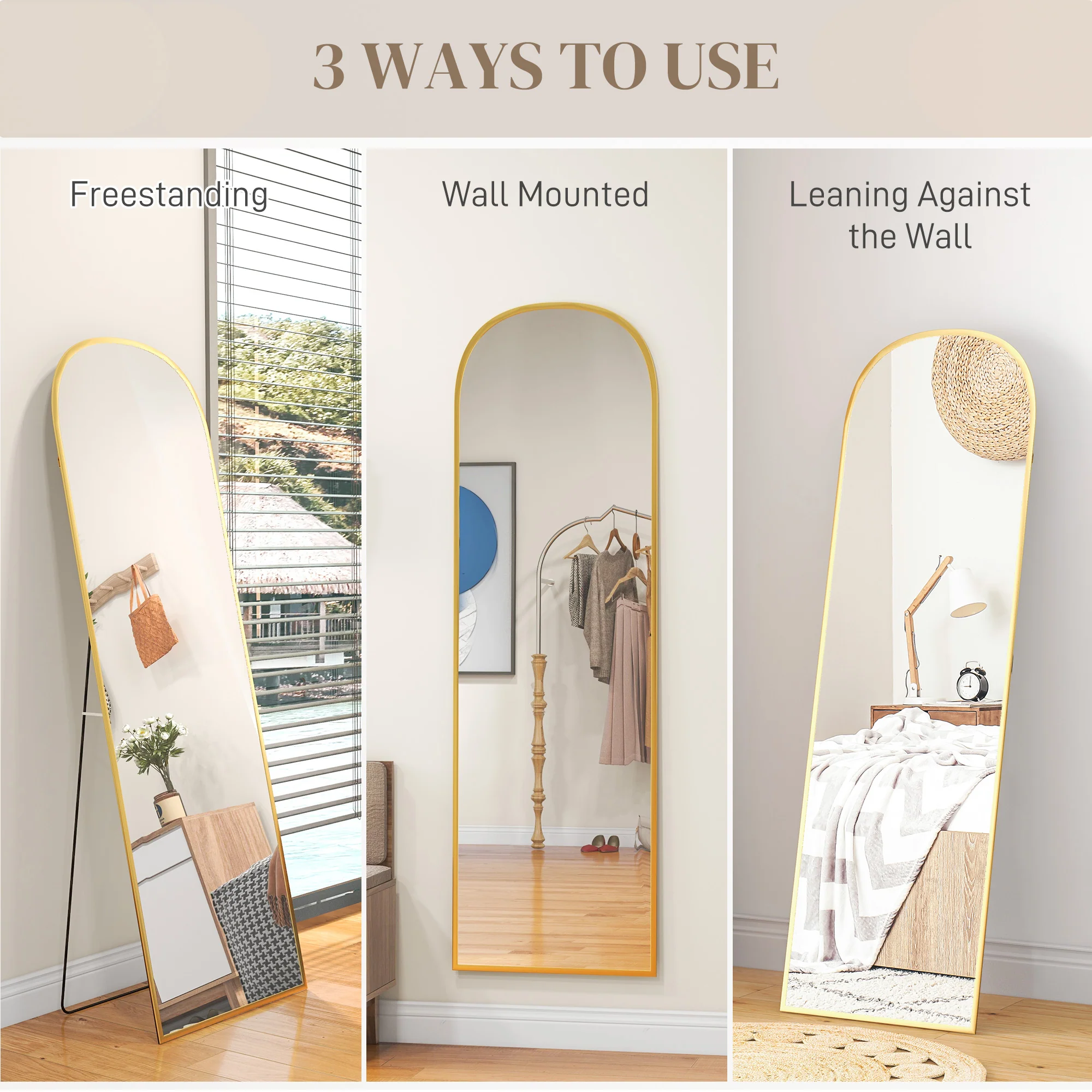 HOMCOM Full Length Mirror with Aluminium Alloy Frame Hanging or Leaning - Image 7