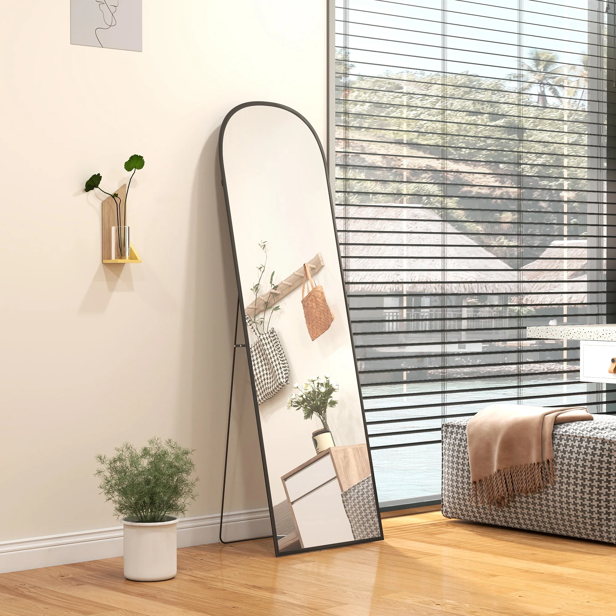 HOMCOM Full Length Mirror With Aluminium Alloy Frame Hanging Or Leaning - Image 8