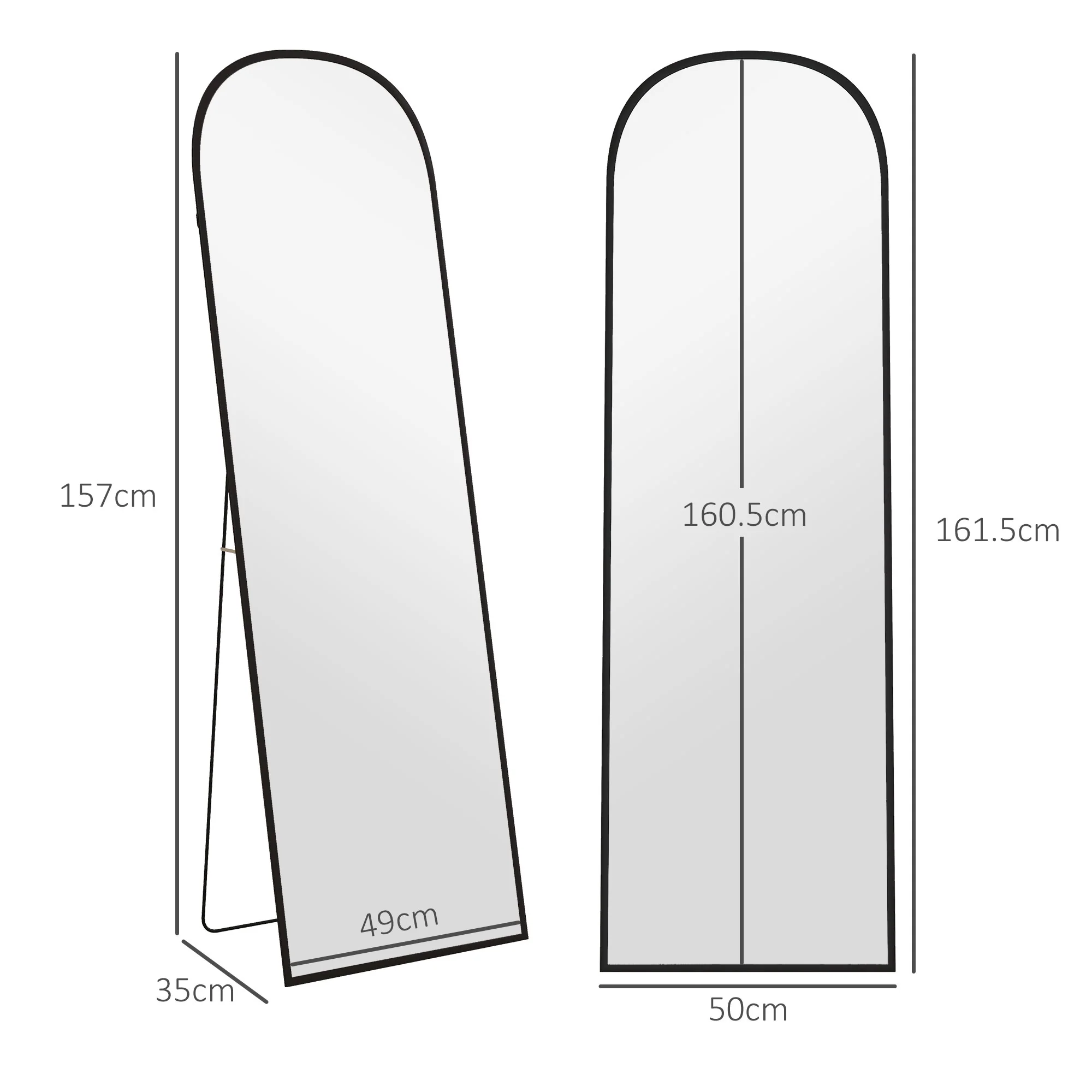 HOMCOM Full Length Mirror With Aluminium Alloy Frame Hanging Or Leaning Black - Image 5