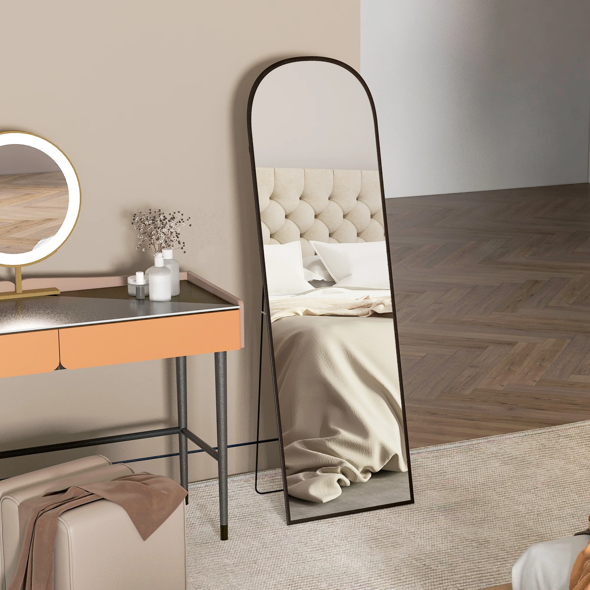HOMCOM Full Length Mirror With Aluminium Alloy Frame Hanging Or Leaning Black - Image 8