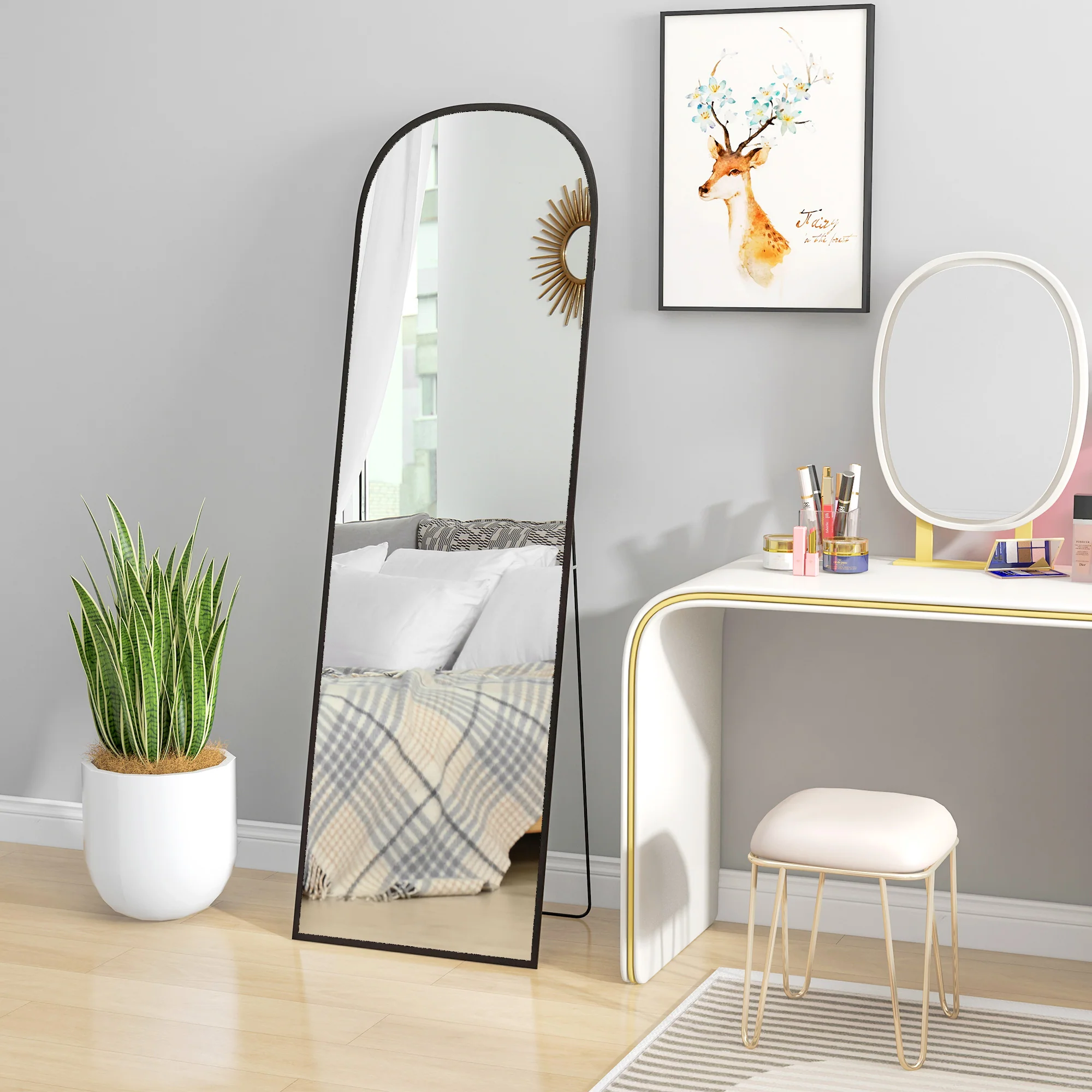 HOMCOM Full Length Mirror With Aluminium Alloy Frame Hanging Or Leaning Black - Image 9