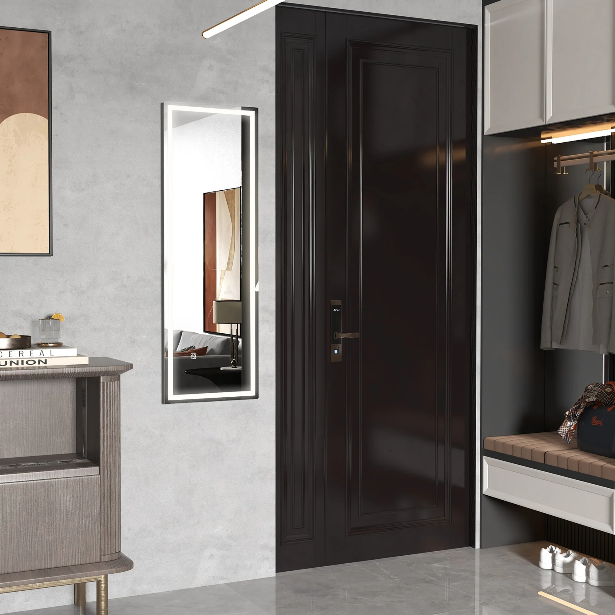 HOMCOM Full Length Wall Mirror with Dimming LED Lights, Smart Touch, 120 x 40cm - Image 2