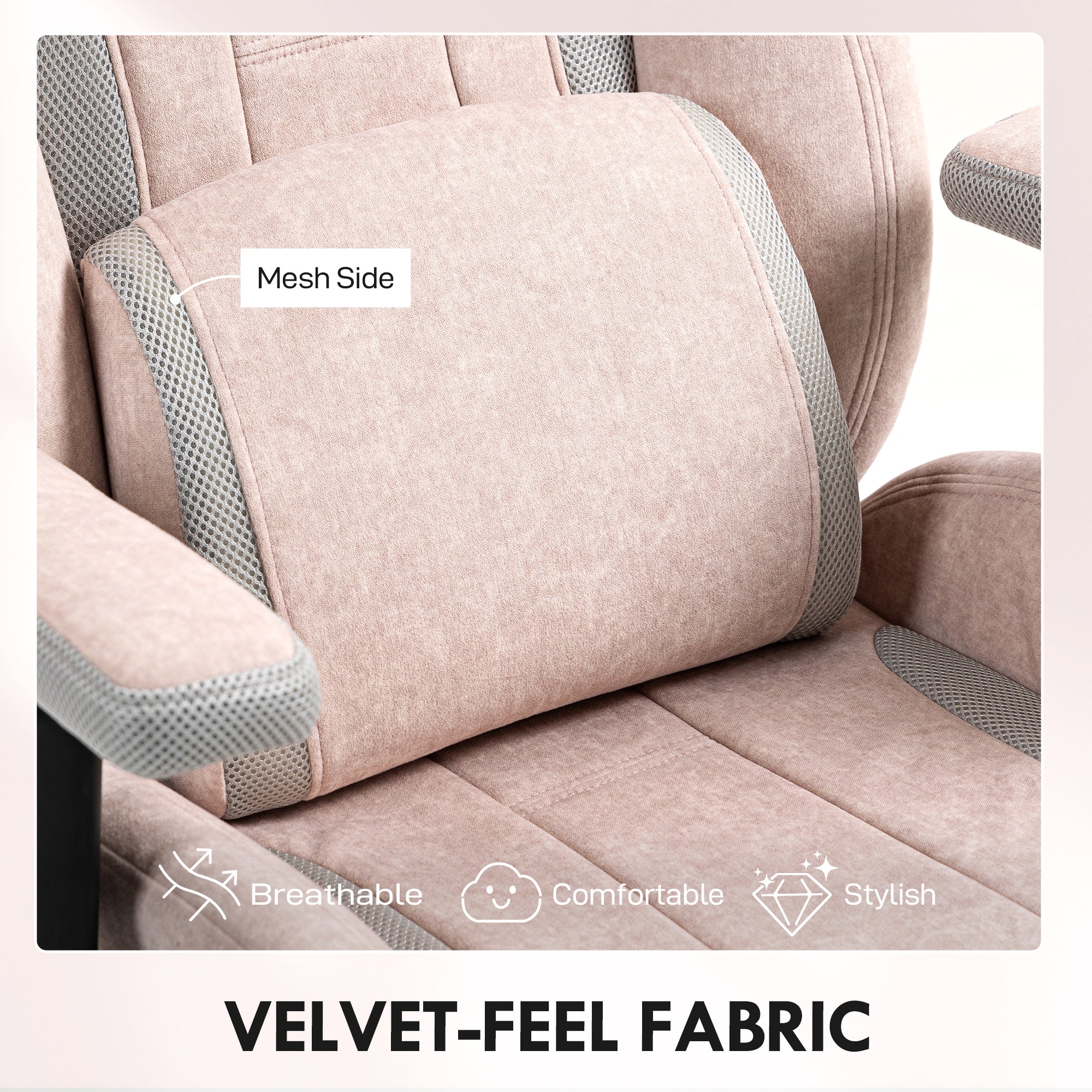 HOMCOM Gamer Computer Chair, Gaming Chair with Swivel Wheels, Pale Pink - Image 8
