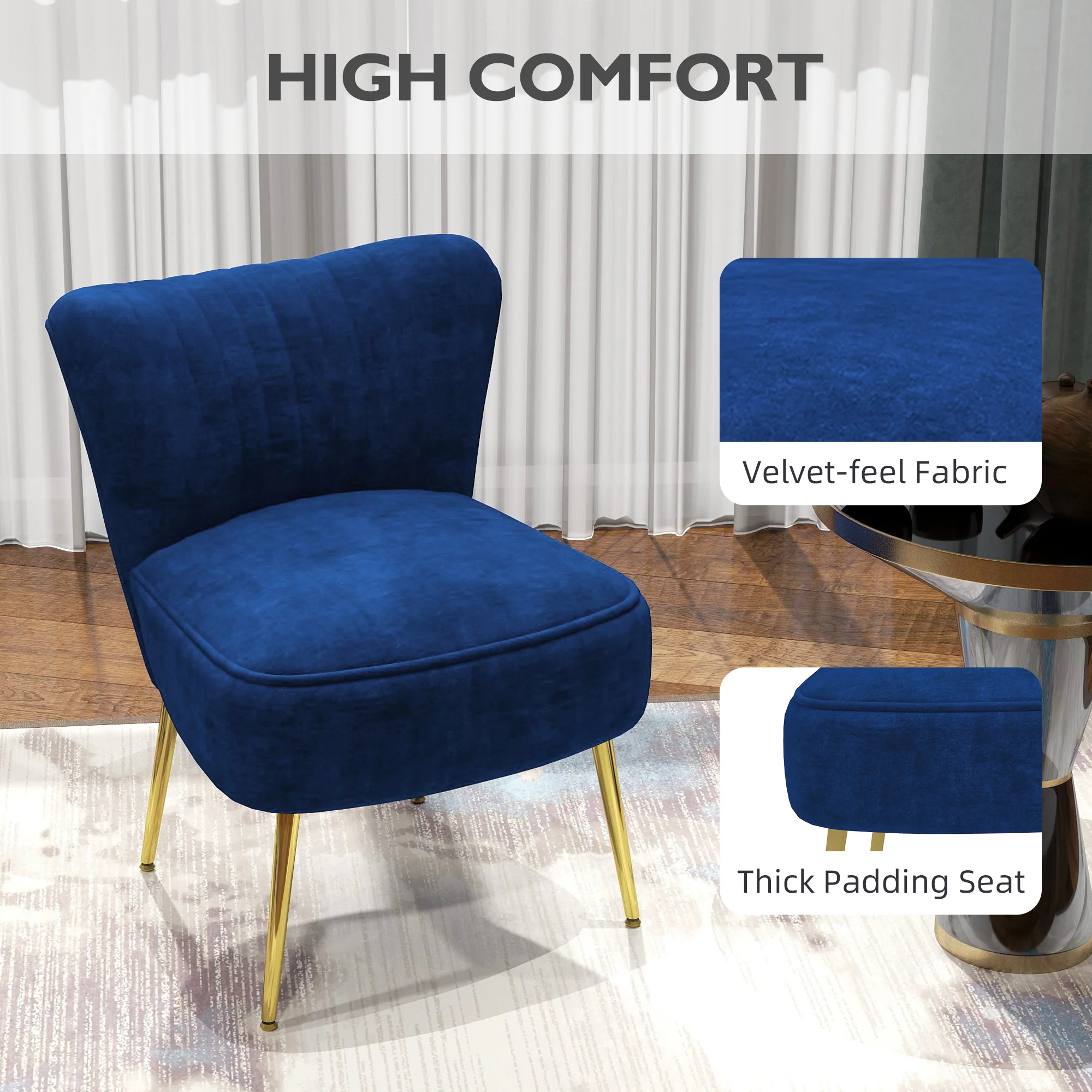 HOMCOM Accent Chair Wingback Armless Chair For Bedroom - Image 14