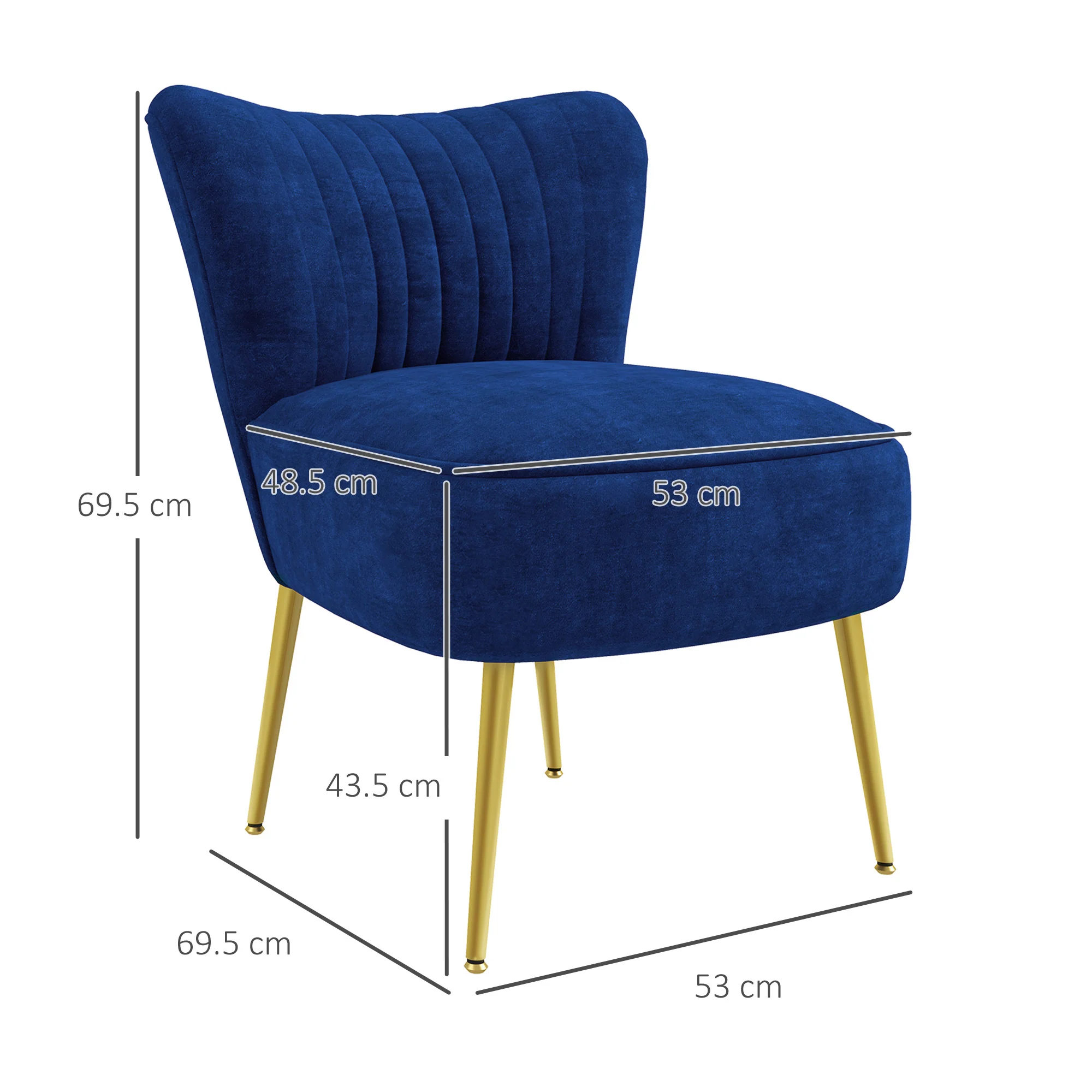 HOMCOM Accent Chair Wingback Armless Chair For Bedroom - Image 15