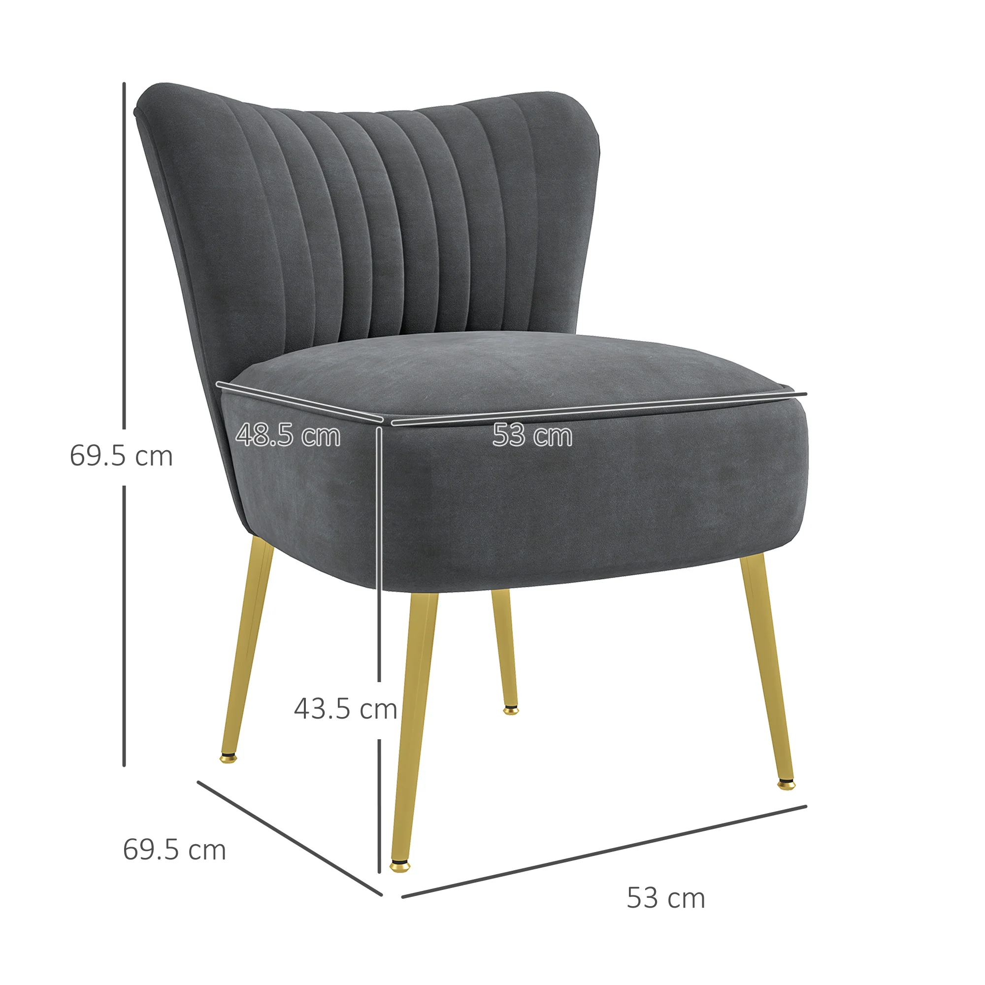 HOMCOM Accent Chair Wingback Armless Chair For Bedroom - Image 5