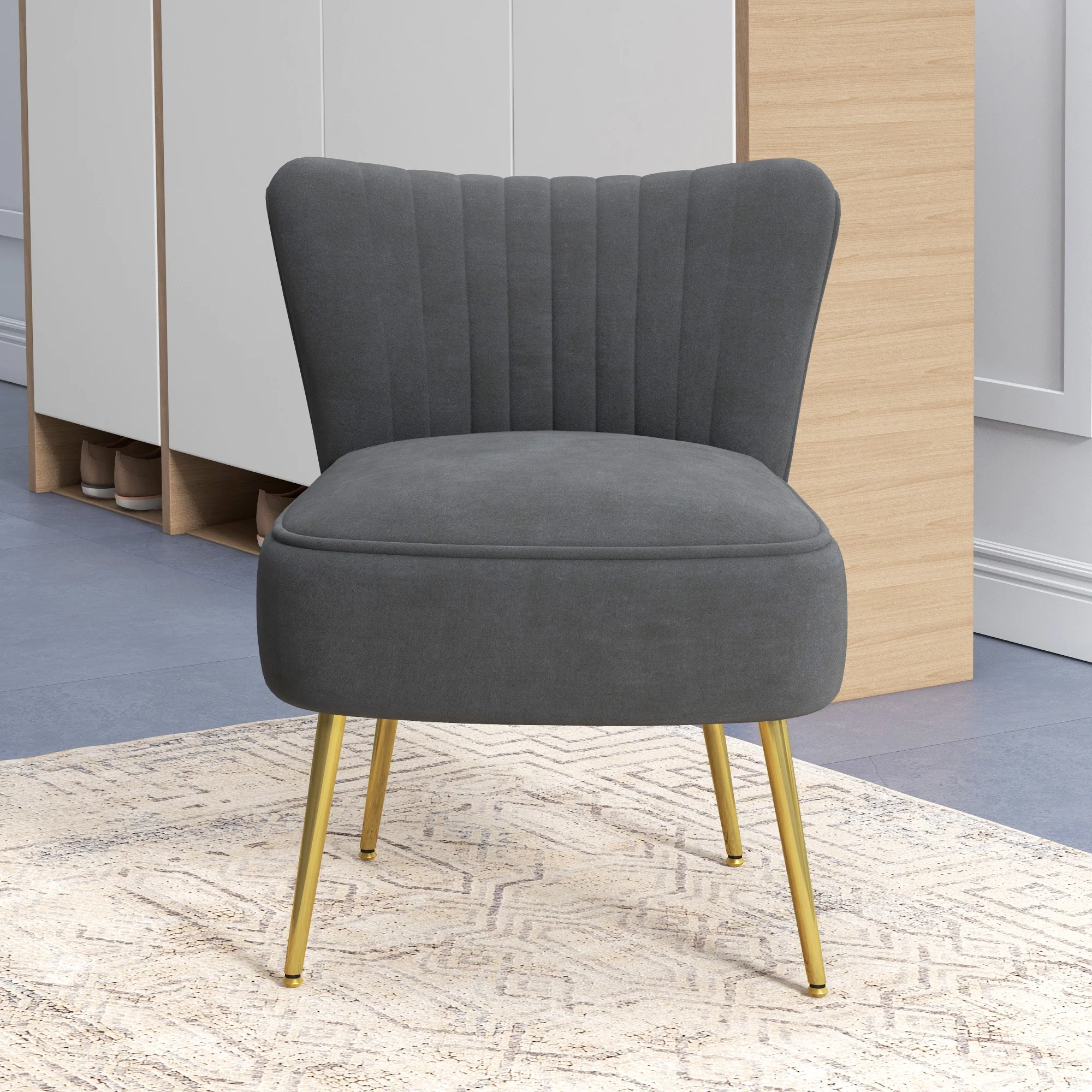 HOMCOM Accent Chair Wingback Armless Chair For Bedroom - Image 7