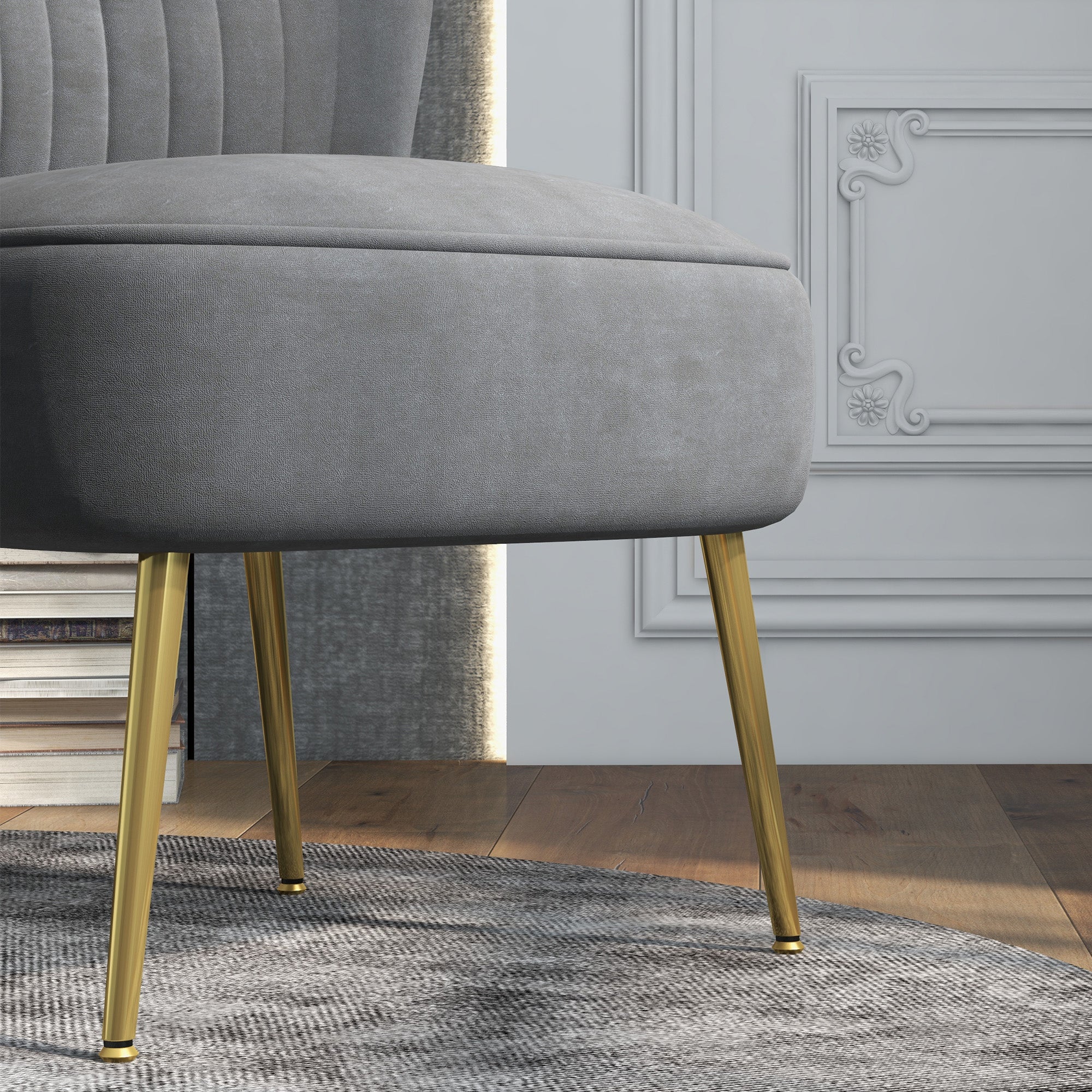 HOMCOM Accent Chair Wingback Armless Chair For Bedroom - Image 9