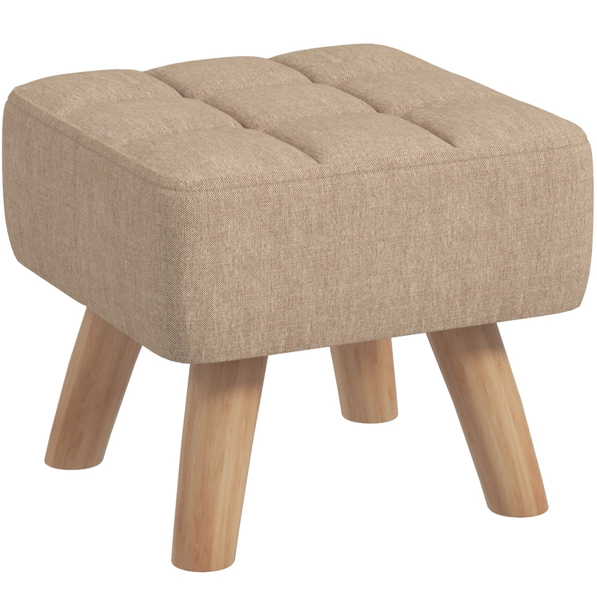 HOMCOM Grey Modern Footstool, Fabric Foot Rest With Rubber Wood Legs - Image 10