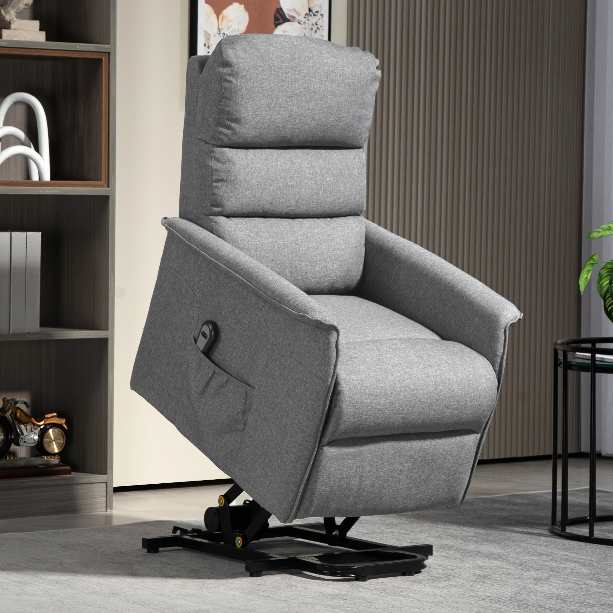 HOMCOM Grey Power Lift Recliner Electric Reclining Chair With Remote - Image 21