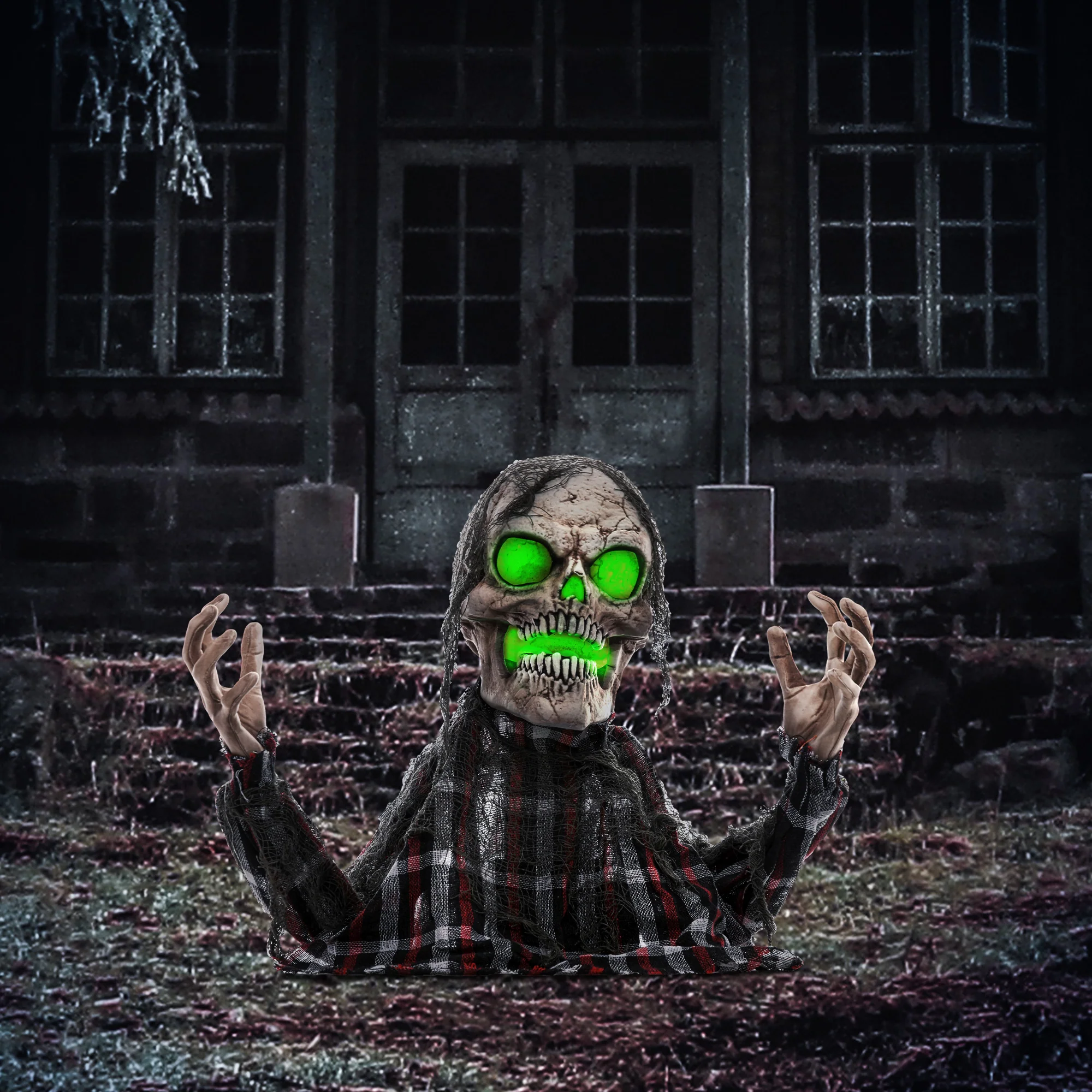 HOMCOM Groundbreaker Skeleton Halloween Animatronic Prop for Indoor Outdoor - Image 2