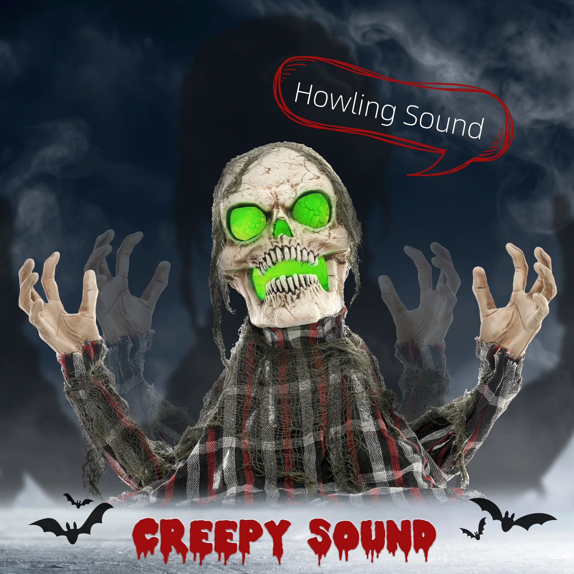 HOMCOM Groundbreaker Skeleton Halloween Animatronic Prop for Indoor Outdoor - Image 4