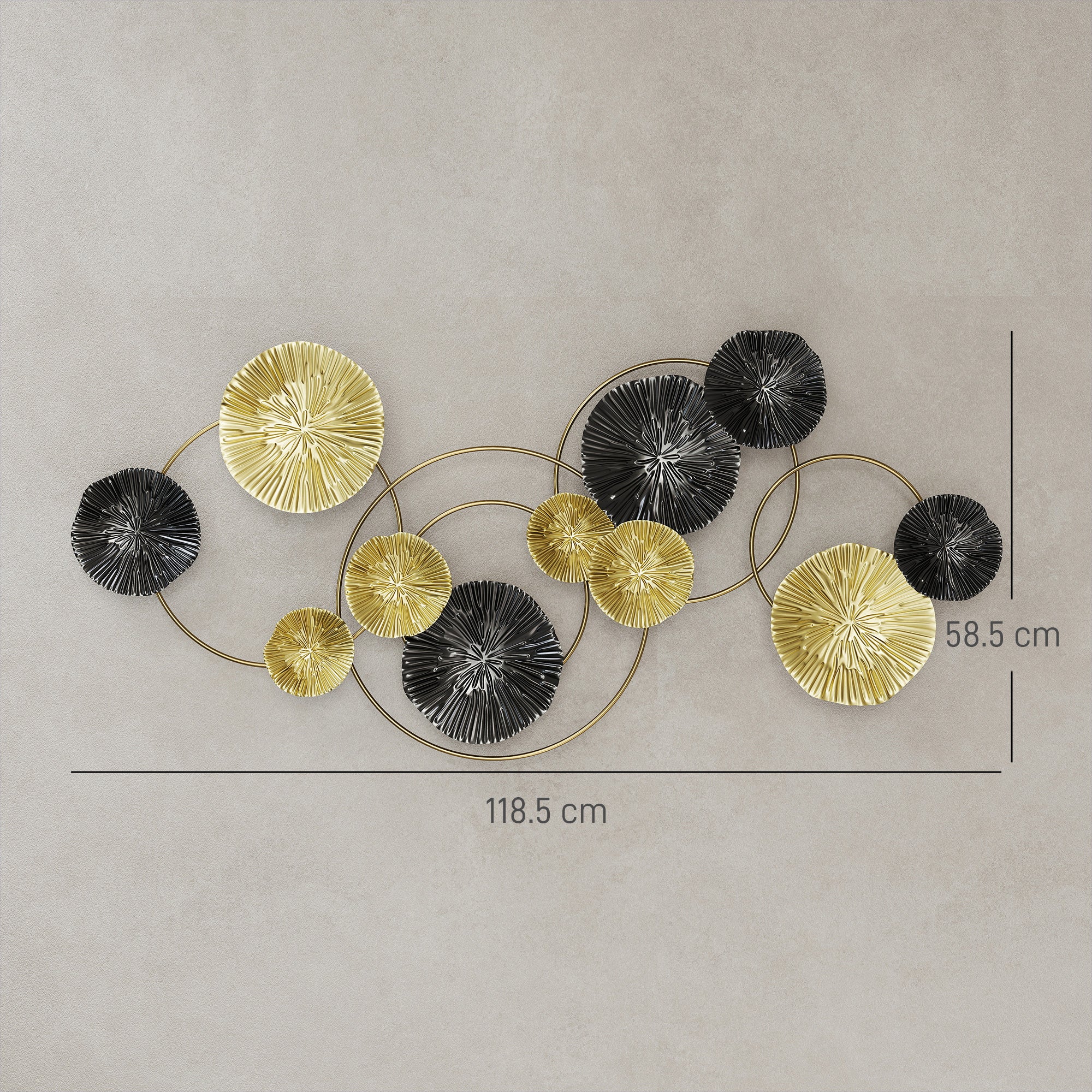 HOMCOM Hanging Wall Sculpture with Modern Lotus-Leaf Design, Metal Wall Art - Image 5