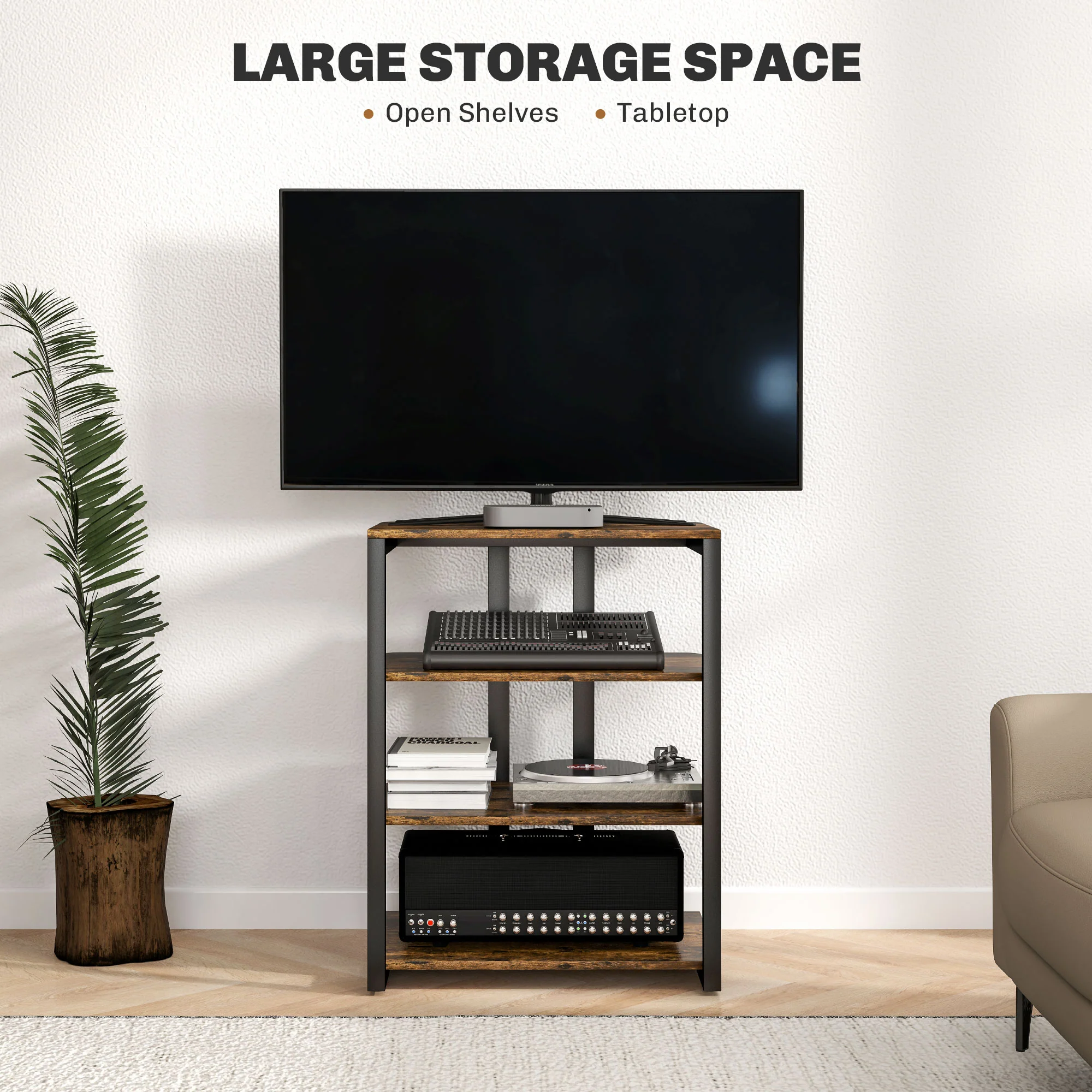 HOMCOM HiFi Rack Stand W/ 4-Tier Record Player Stand - Image 12