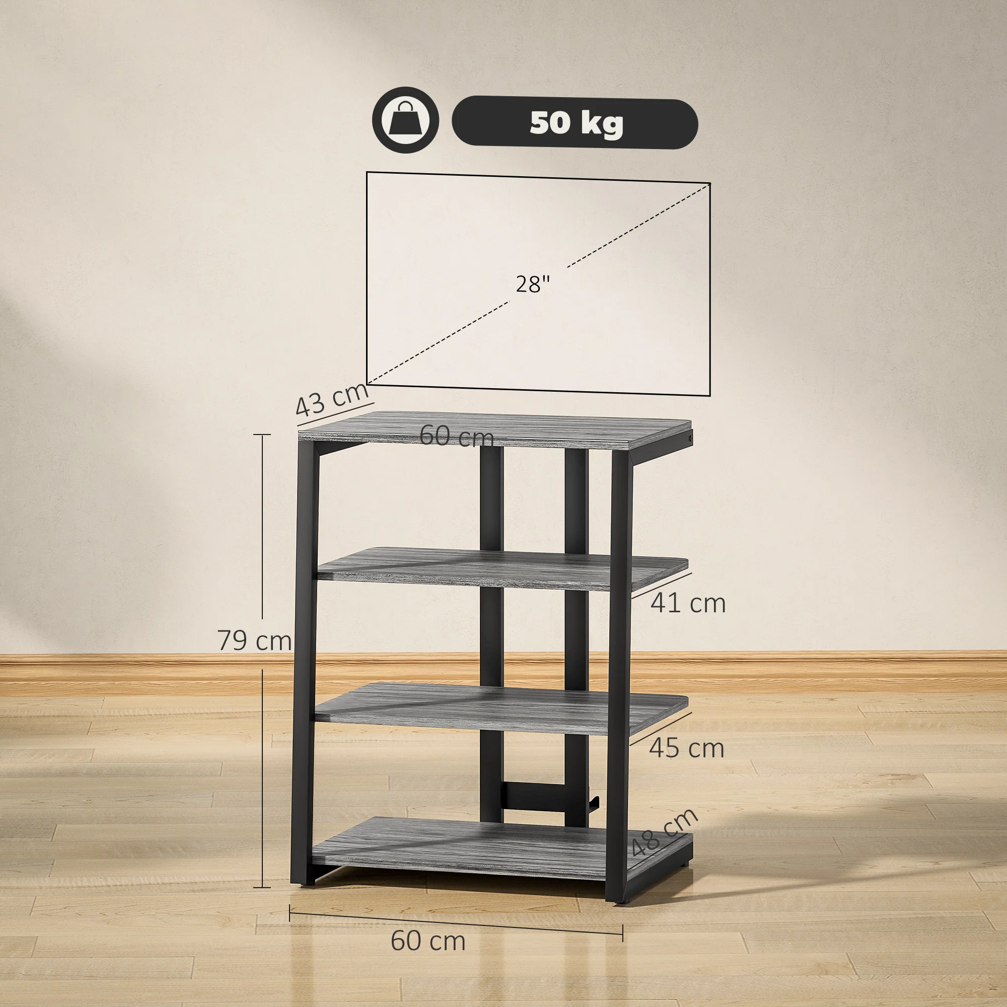 HOMCOM HiFi Rack Stand W/ 4-Tier Record Player Stand - Image 5