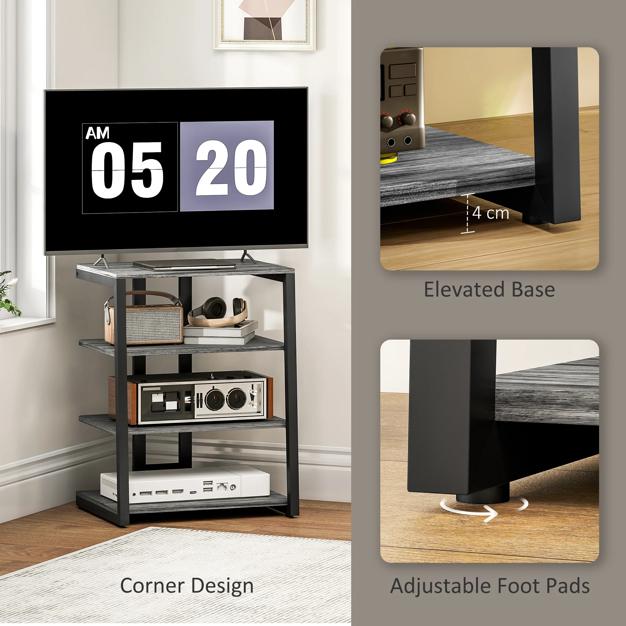 HOMCOM HiFi Rack Stand W/ 4-Tier Record Player Stand - Image 7