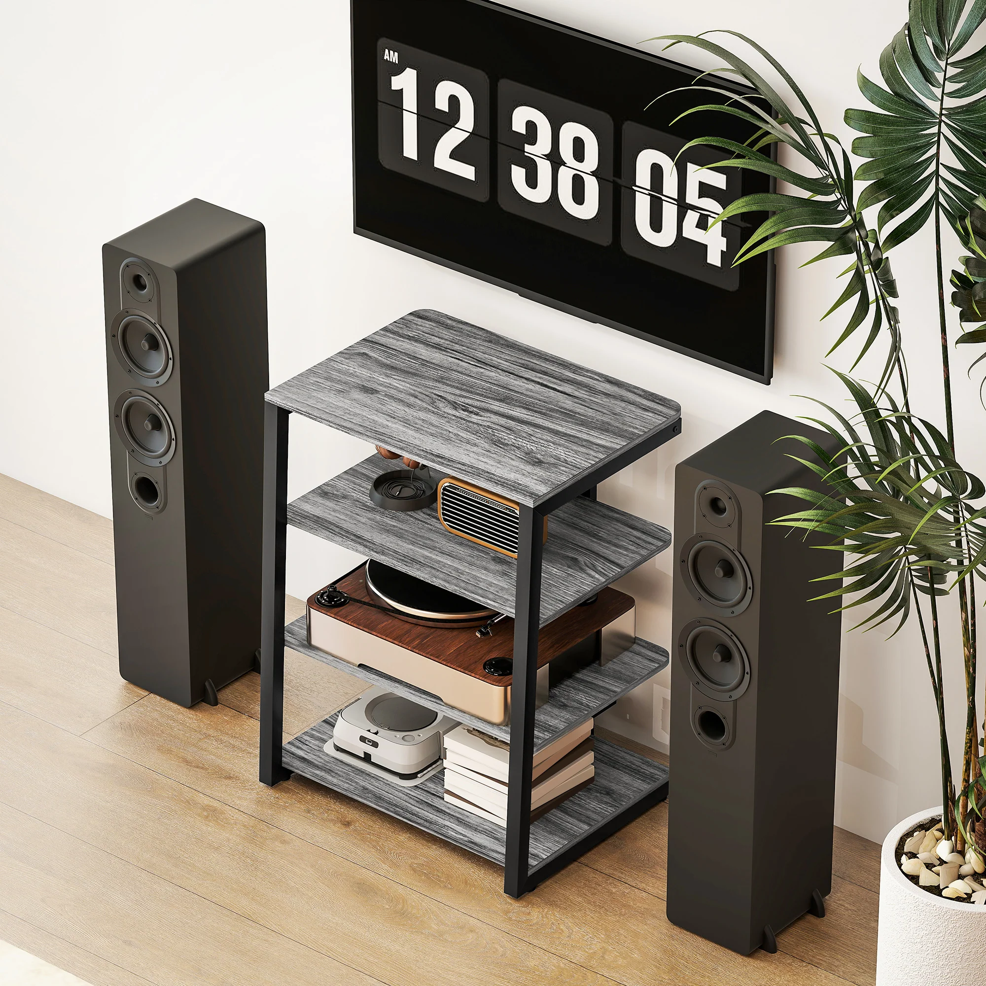 HOMCOM HiFi Rack Stand W/ 4-Tier Record Player Stand - Image 9