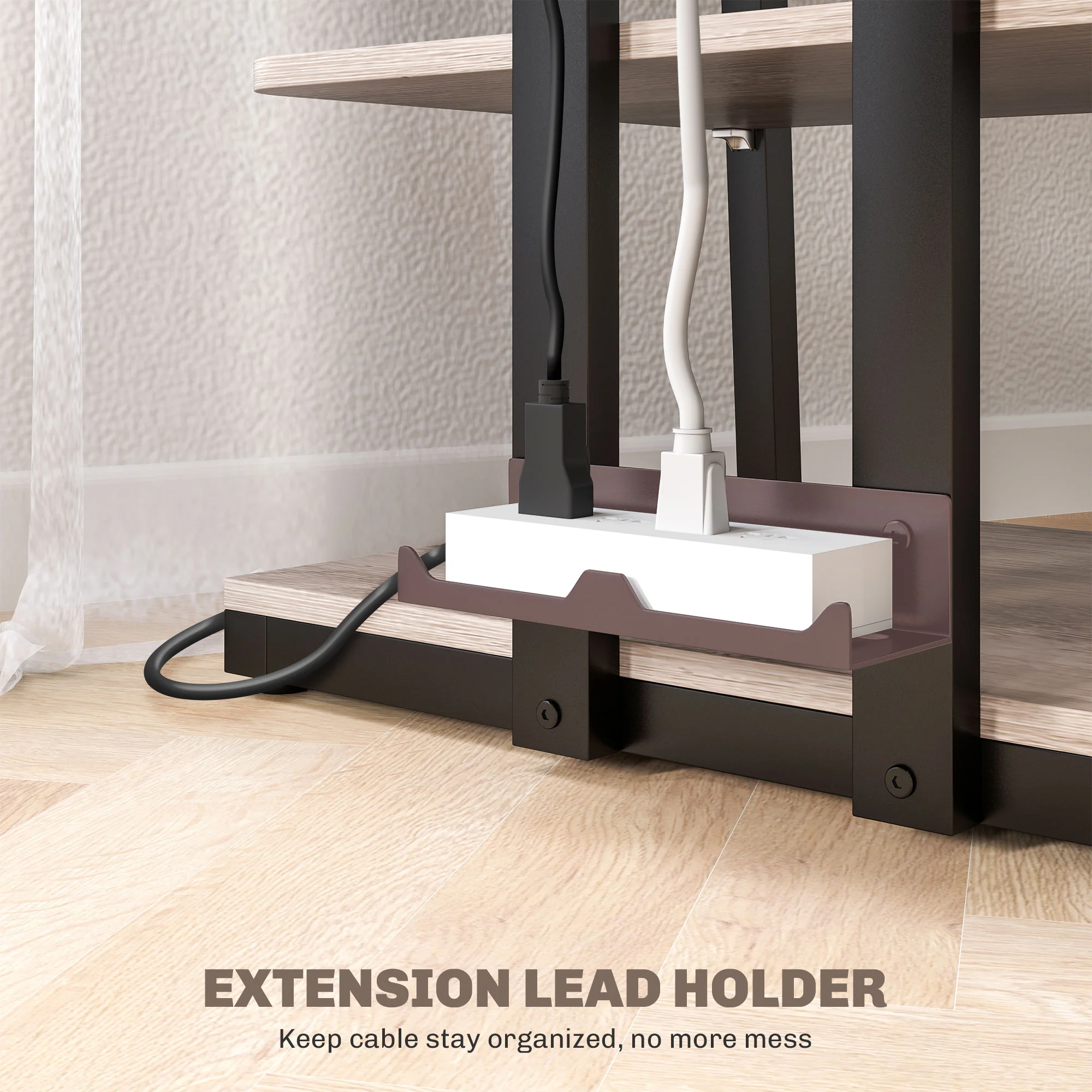 HOMCOM HiFi Rack Stand W/ Power Strip Rack 4-Tier Record Player Stand Grey - Image 6