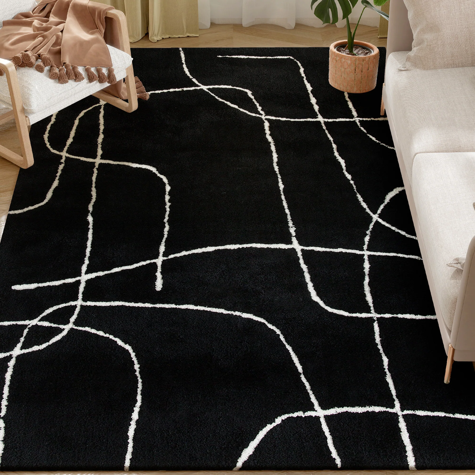 HOMCOM High Pile Modern Shaggy Rug, Soft Floor Carpet 120 X 170 Cm
