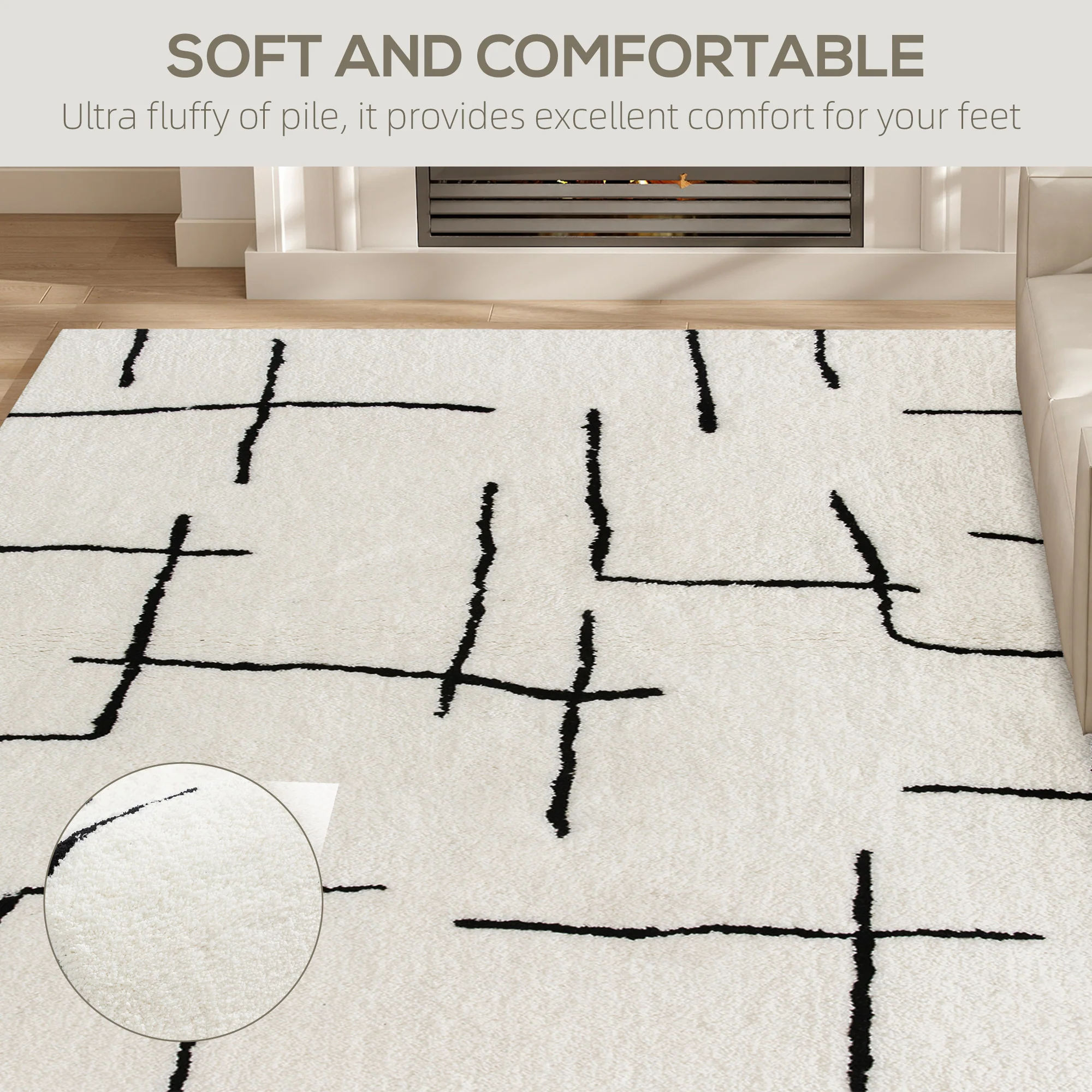 HOMCOM High Pile Modern Shaggy Rug, Soft Floor Carpet 120 X 170 Cm - Image 12