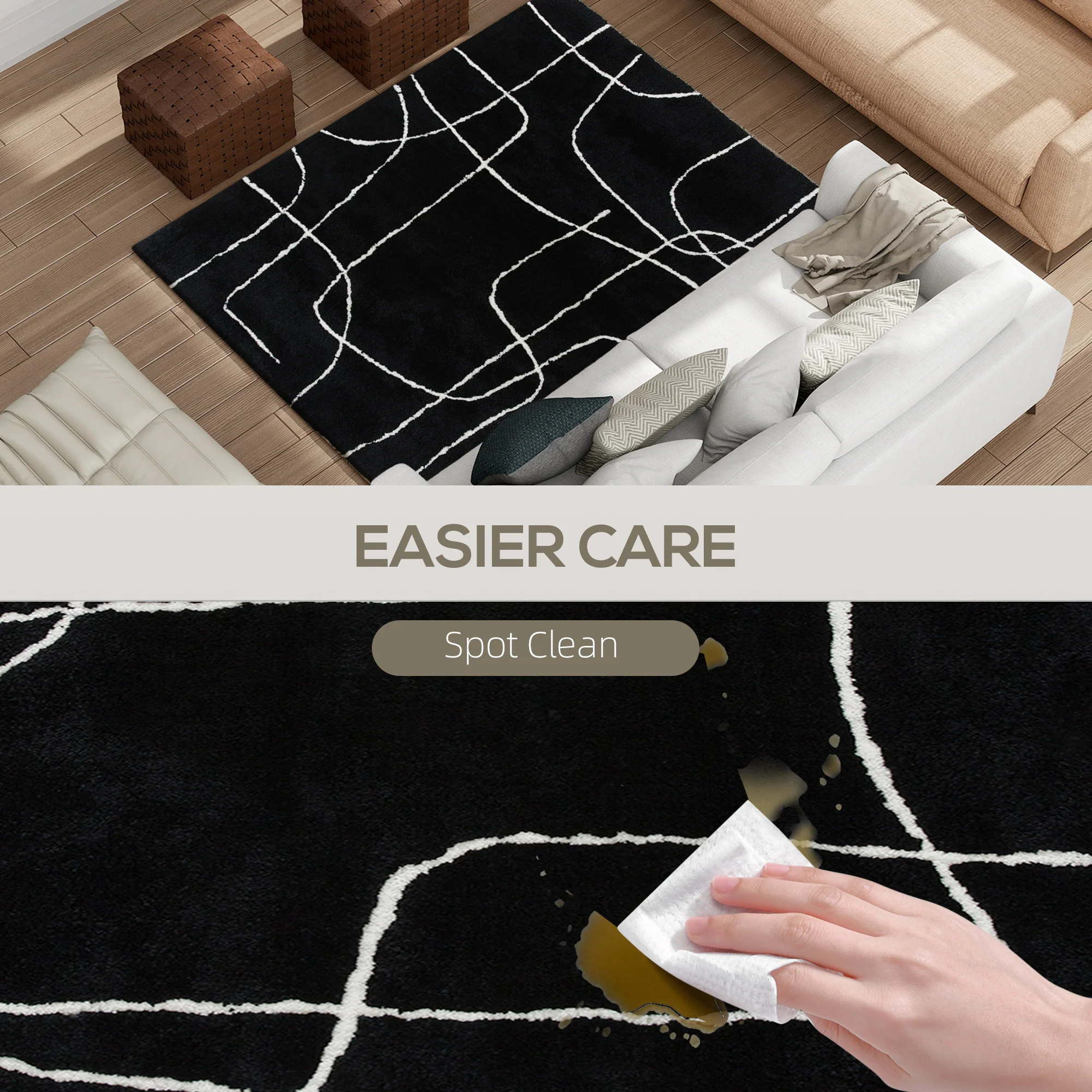 HOMCOM High Pile Modern Shaggy Rug, Soft Floor Carpet 120 X 170 Cm - Image 4