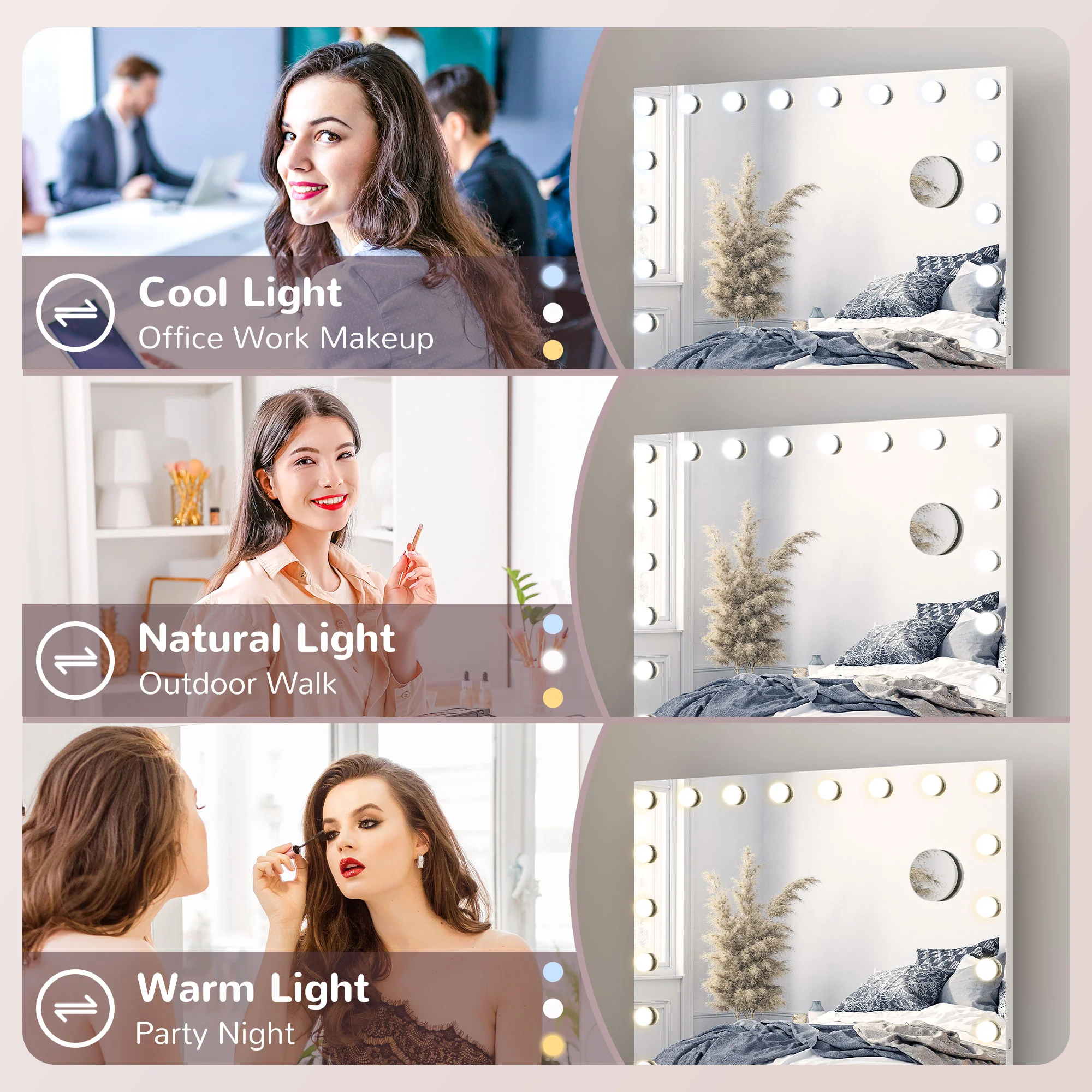 HOMCOM Hollywood Vanity Mirror with Lights, 10X Magnifying, USB Port, White - Image 4