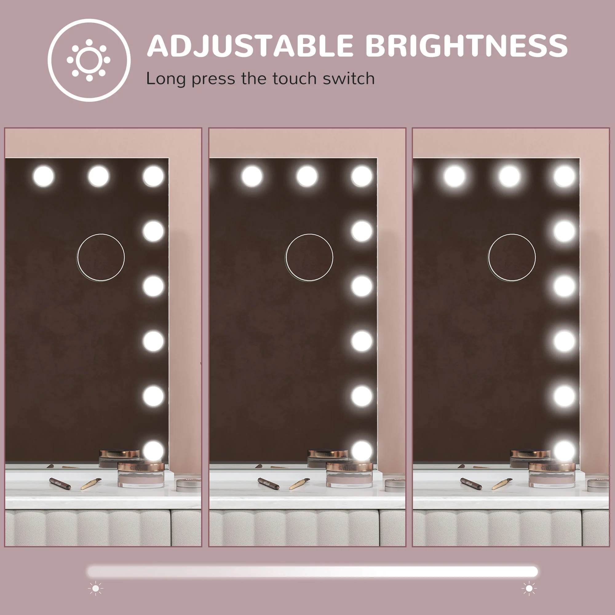 HOMCOM Hollywood Vanity Mirror with Lights, 10X Magnifying, USB Port, White - Image 6