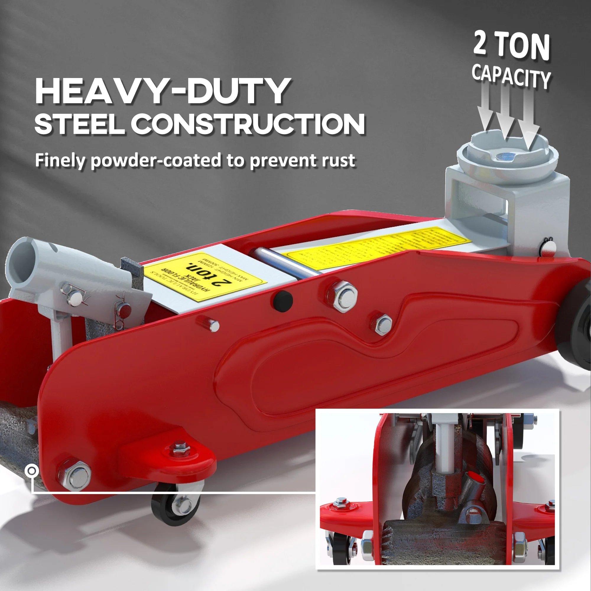 HOMCOM Hydraulic Low Profile Car Jack 2 Ton Capacity For Car Garage Tyre Repair - Image 4