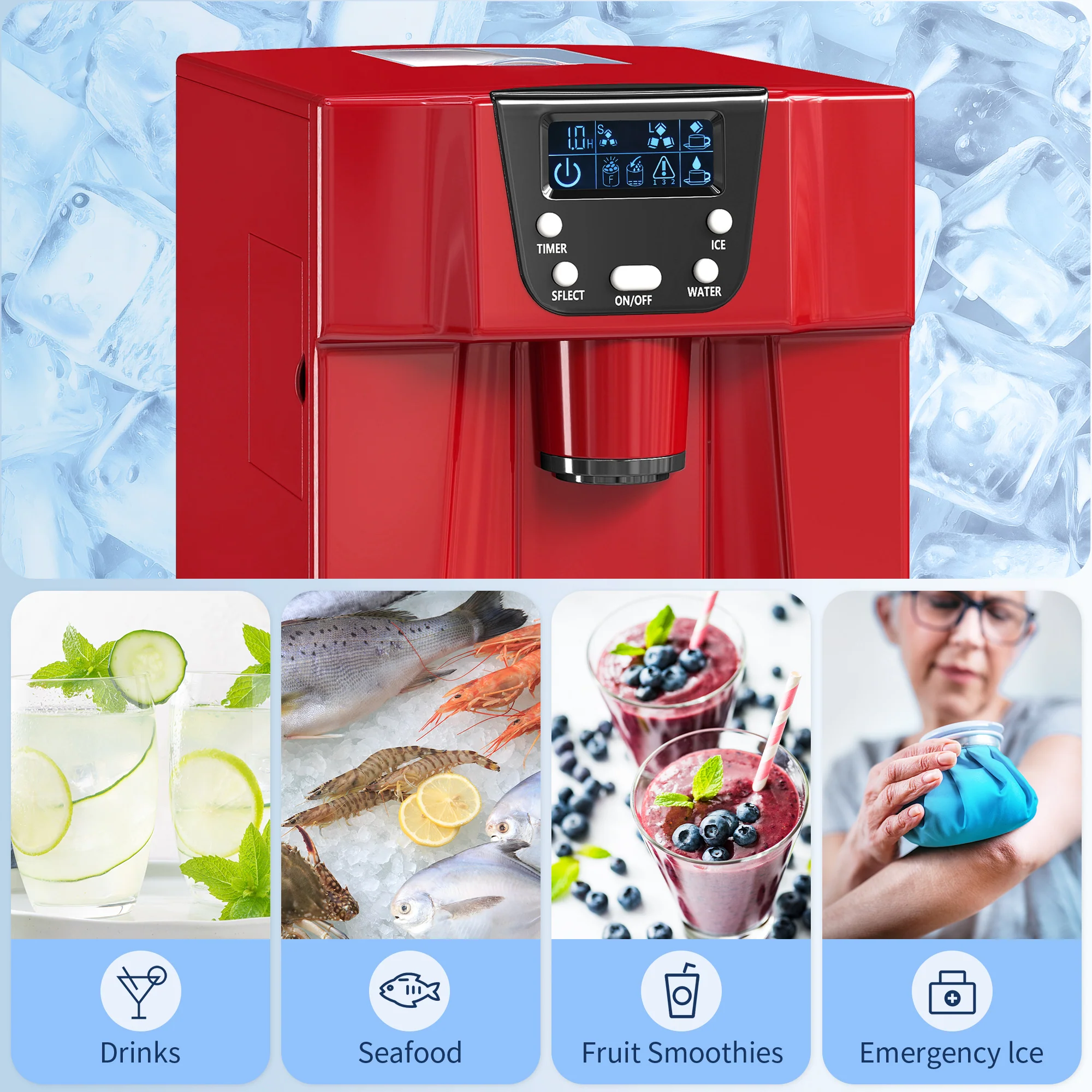 HOMCOM Ice Maker Machine And Water Dispenser 9 Ice Cubes Ready In 6-10 Mins - Image 7