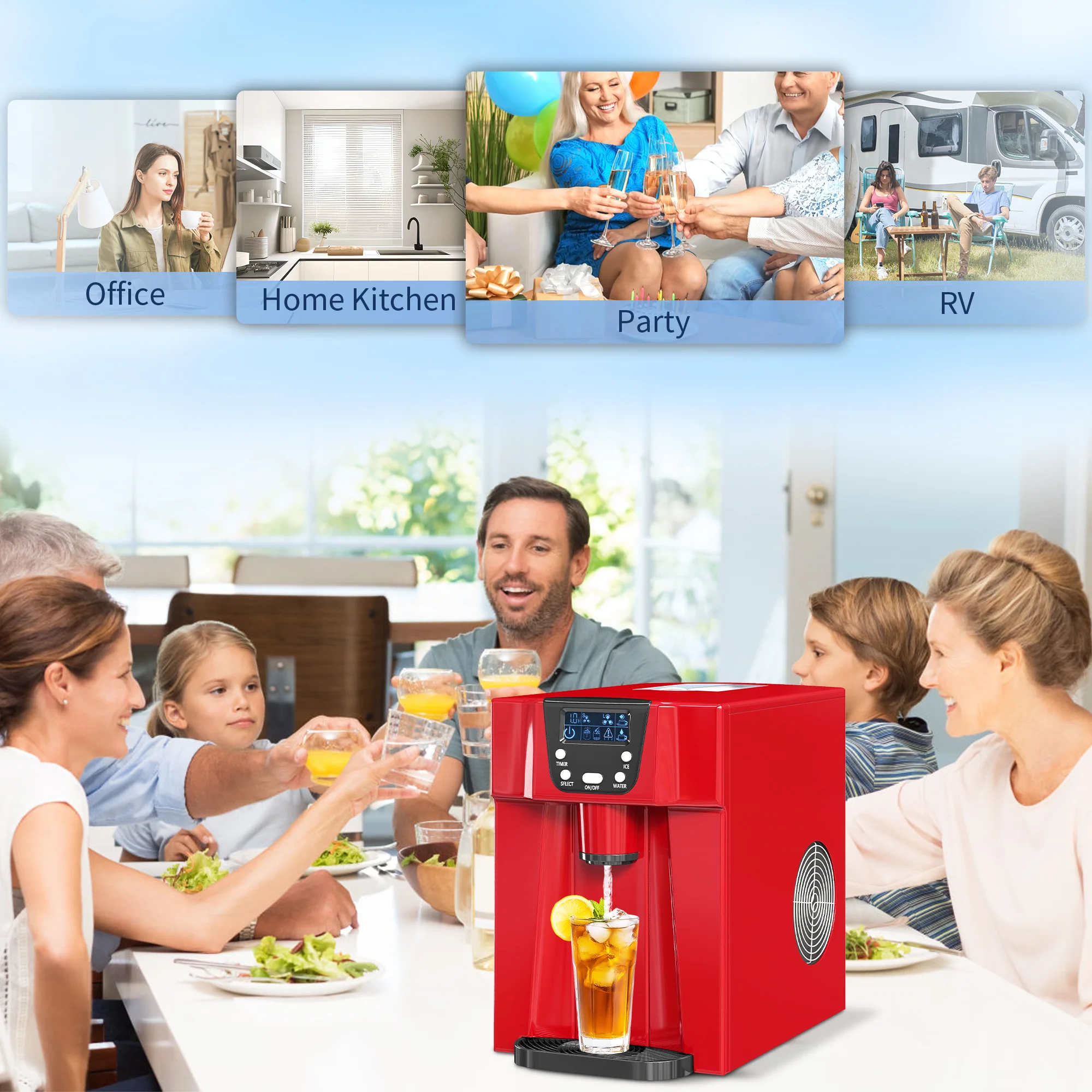 HOMCOM Ice Maker Machine And Water Dispenser 9 Ice Cubes Ready In 6-10 Mins - Image 9