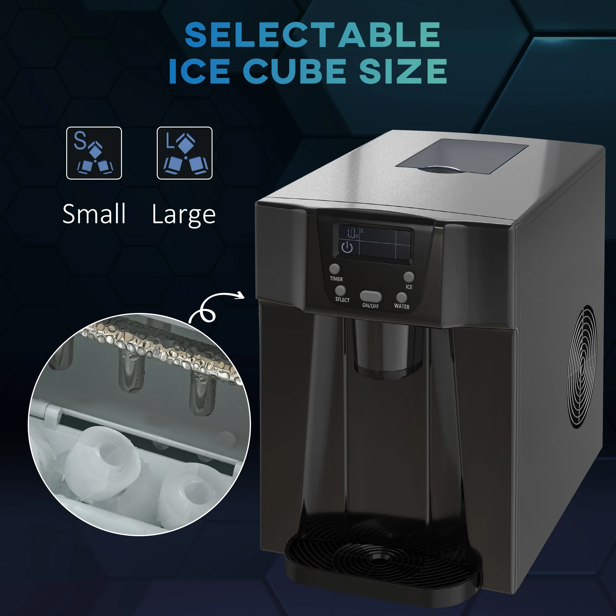 HOMCOM Ice Maker Machine And Water Dispenser No Plumbing Required Black - Image 4