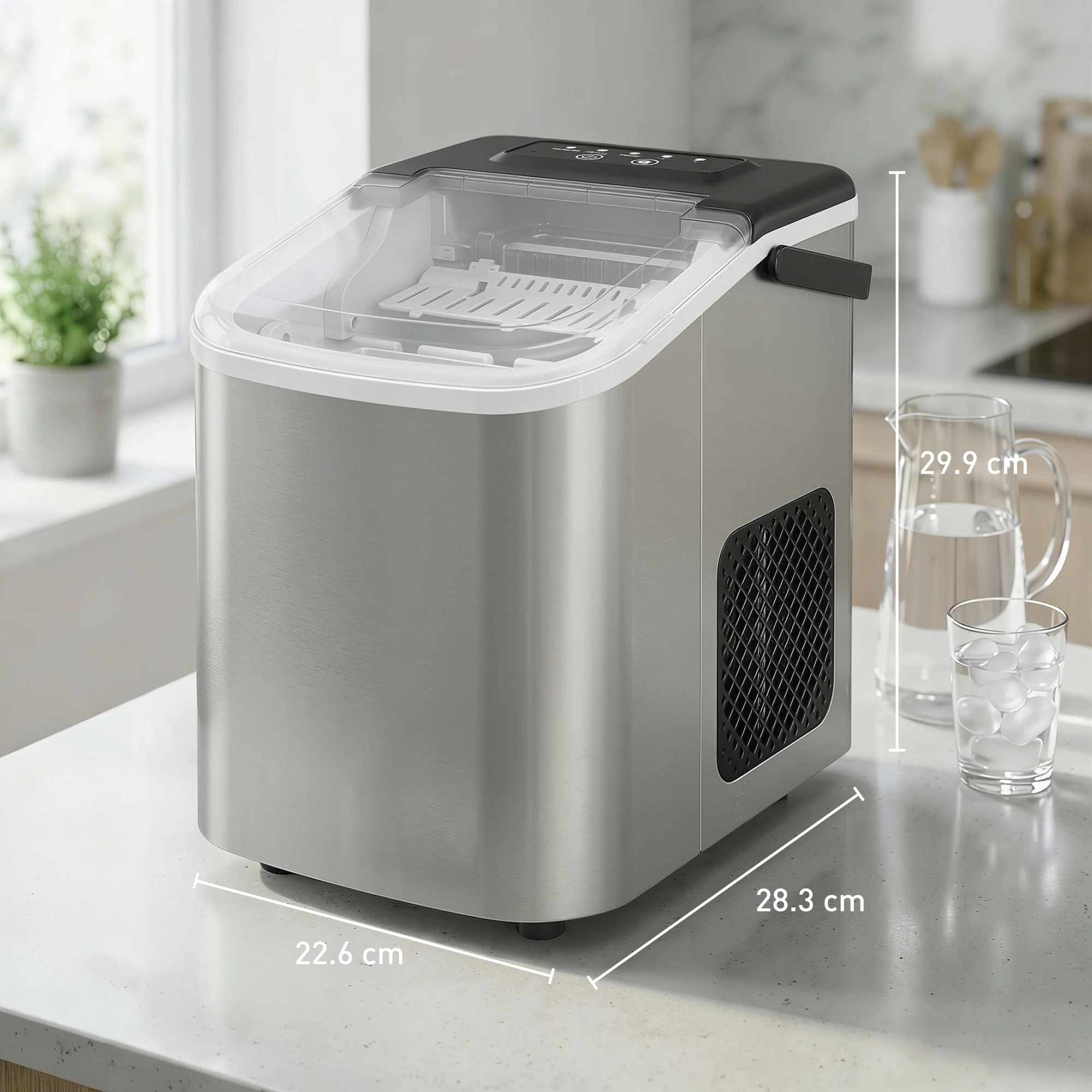 HOMCOM Ice Maker Machine Countertop, 9 Cubes Ready in 7 Mins, 12 KG in 24Hrs - Image 5