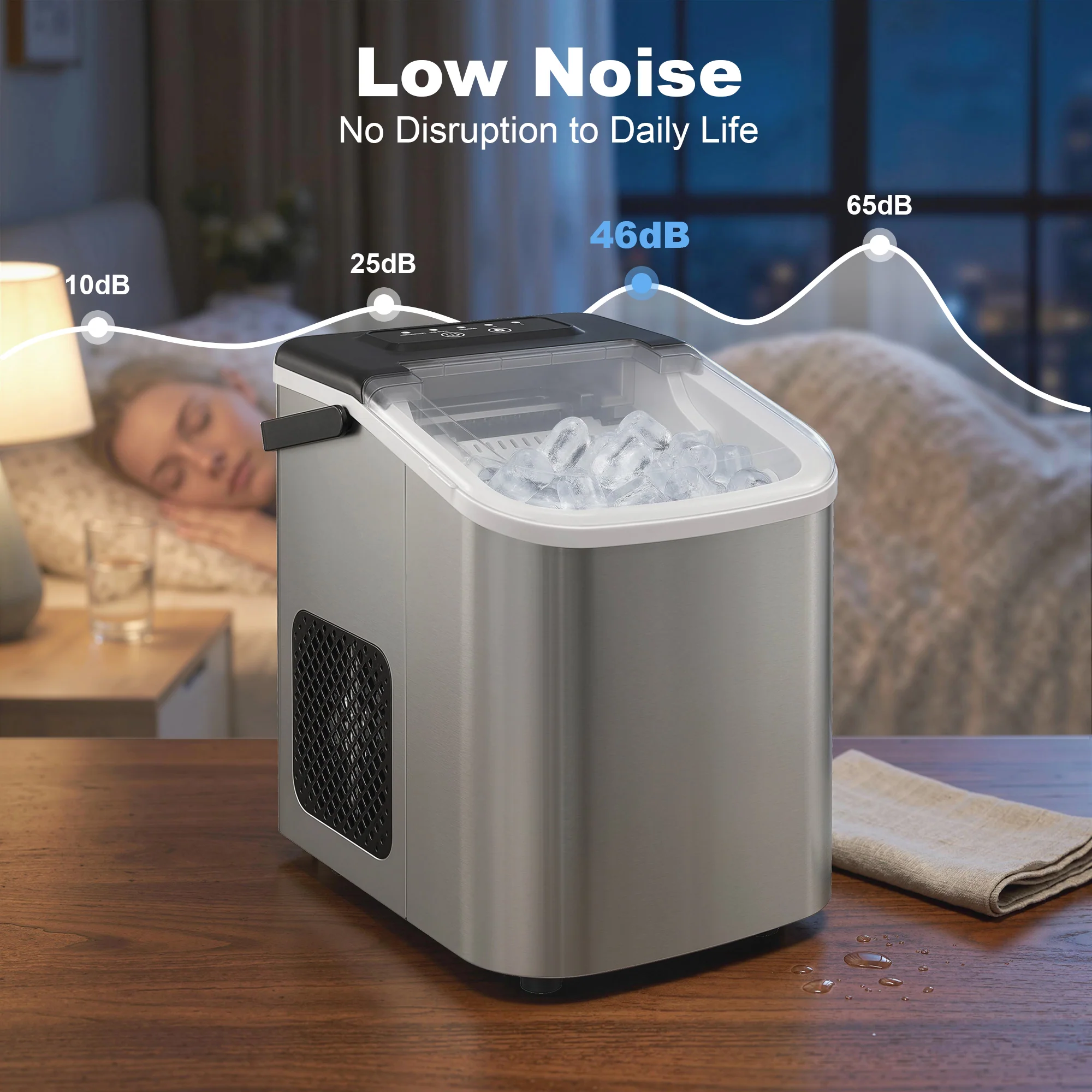 HOMCOM Ice Maker Machine Countertop, 9 Cubes Ready in 7 Mins, 12 KG in 24Hrs - Image 7