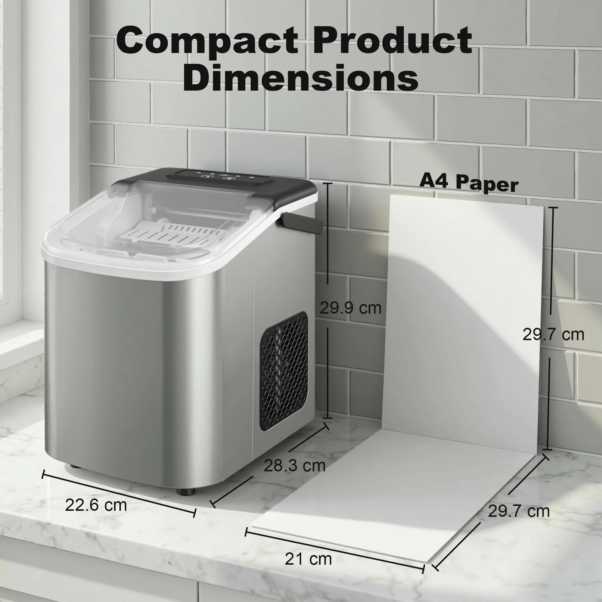 HOMCOM Ice Maker Machine Countertop, 9 Cubes Ready in 7 Mins, 12 KG in 24Hrs - Image 8