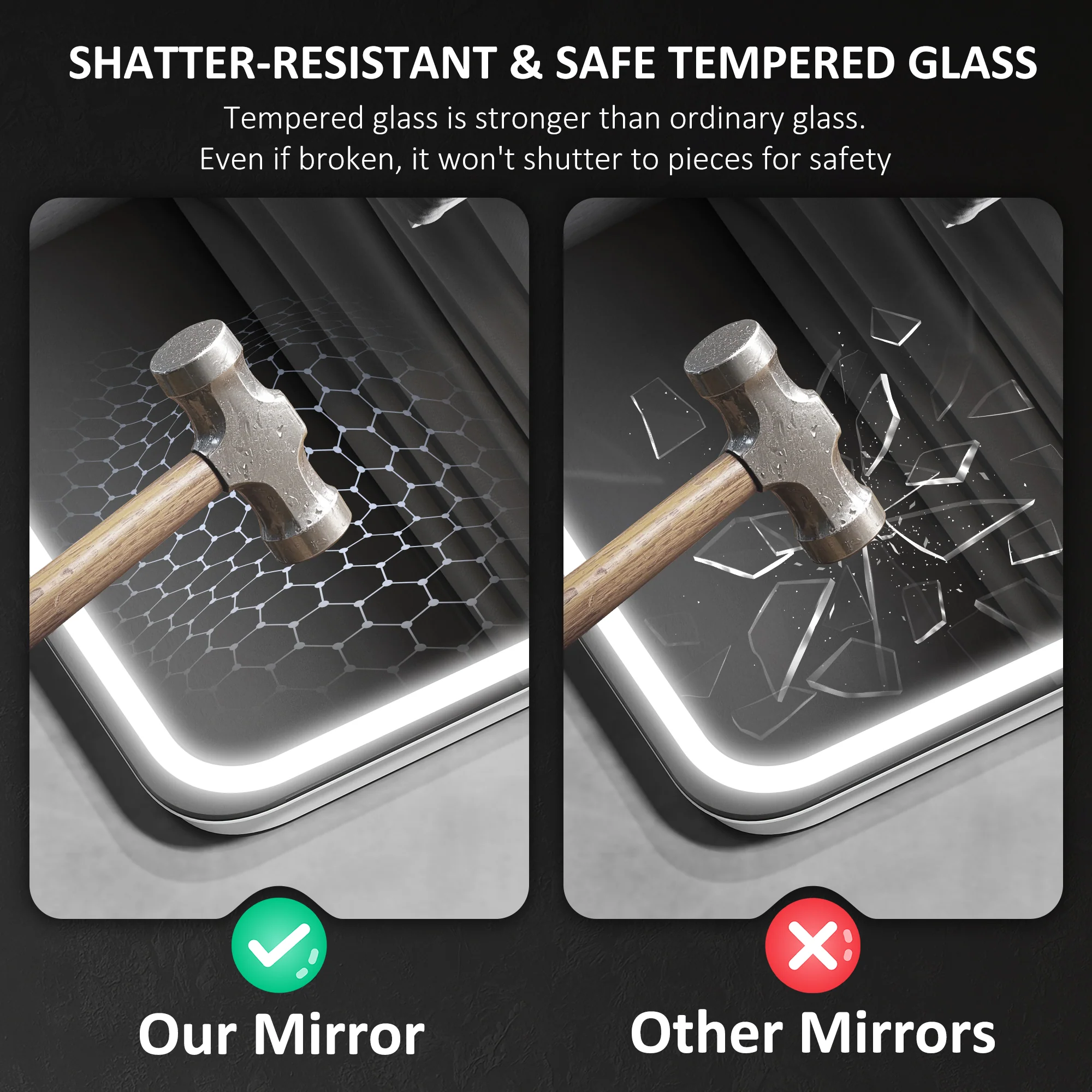 HOMCOM Illuminated Bathroom Mirror With Bluetooth Silver - Image 17