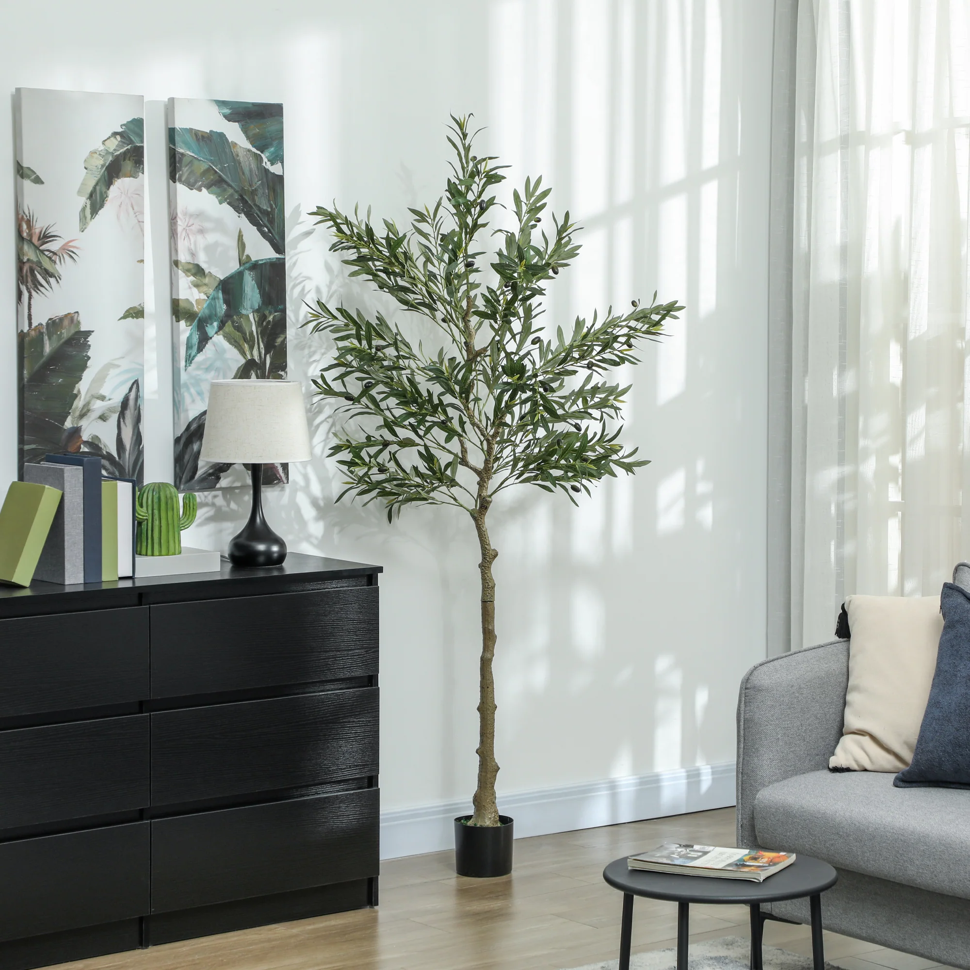 HOMCOM Indoor Artificial Plant, Faux Potted Silk Olive Tree - Image 11