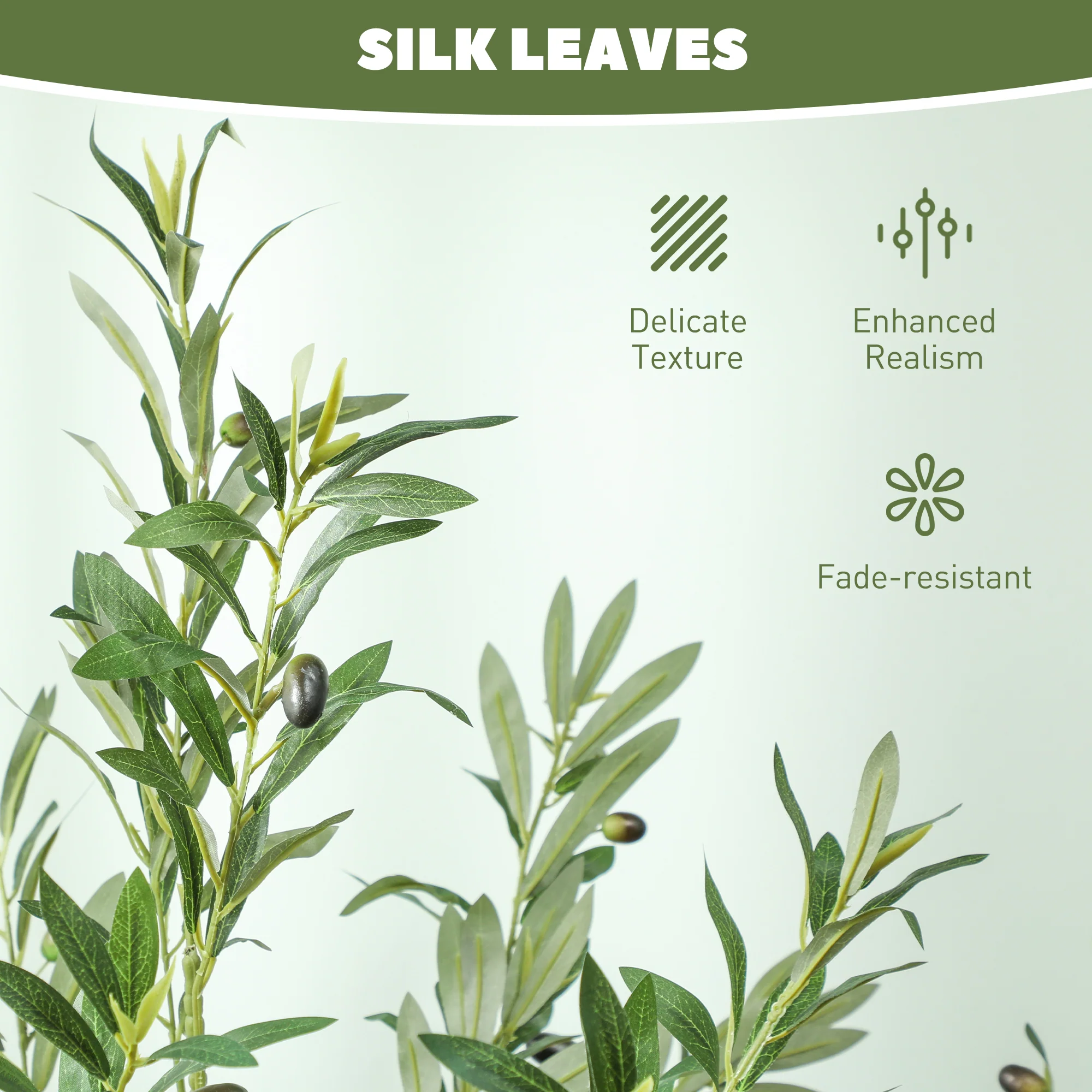 HOMCOM Indoor Artificial Plant, Faux Potted Silk Olive Tree - Image 13