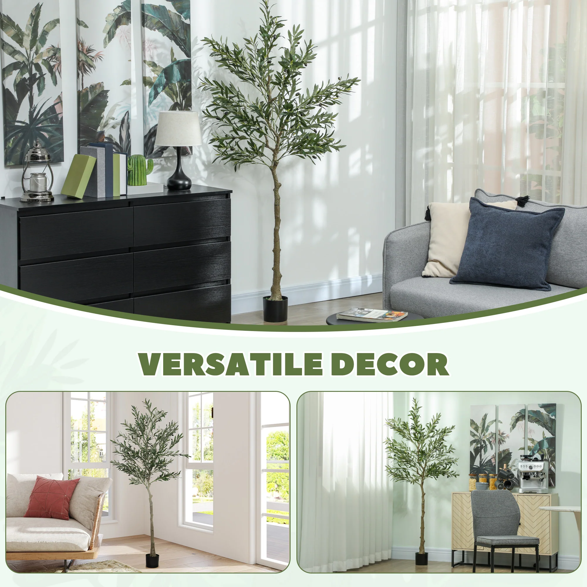 HOMCOM Indoor Artificial Plant, Faux Potted Silk Olive Tree - Image 17