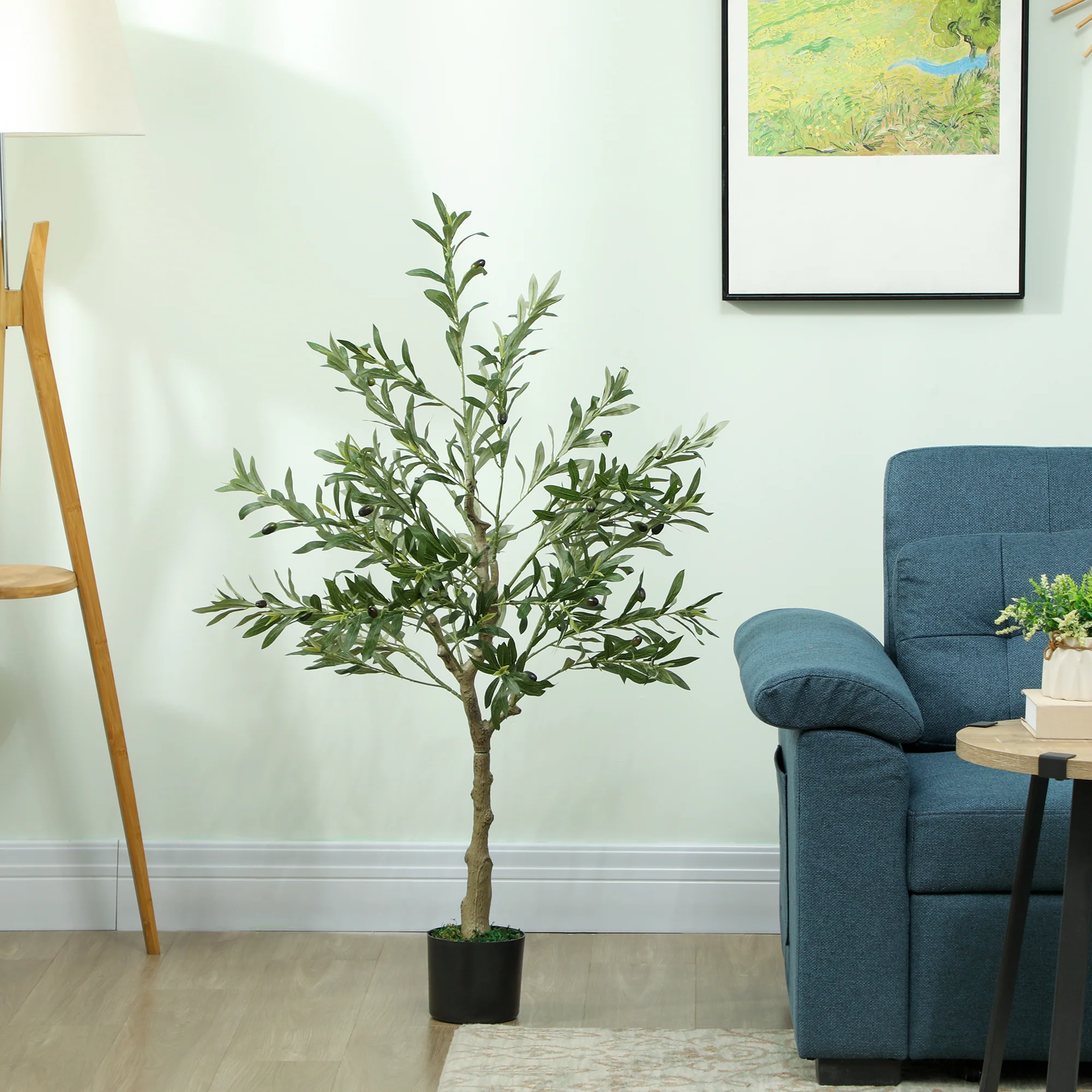 HOMCOM Indoor Artificial Plant, Faux Potted Silk Olive Tree - Image 2