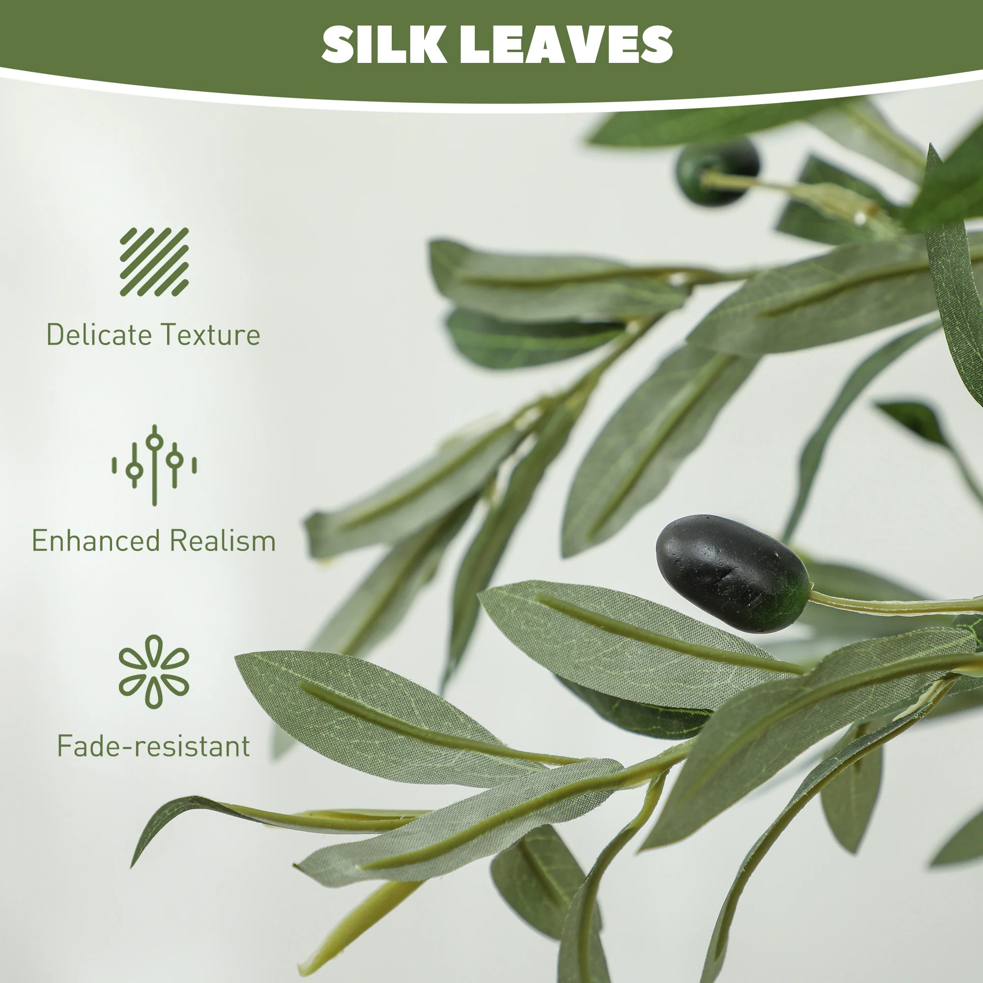 HOMCOM Indoor Artificial Plant, Faux Potted Silk Olive Tree - Image 4