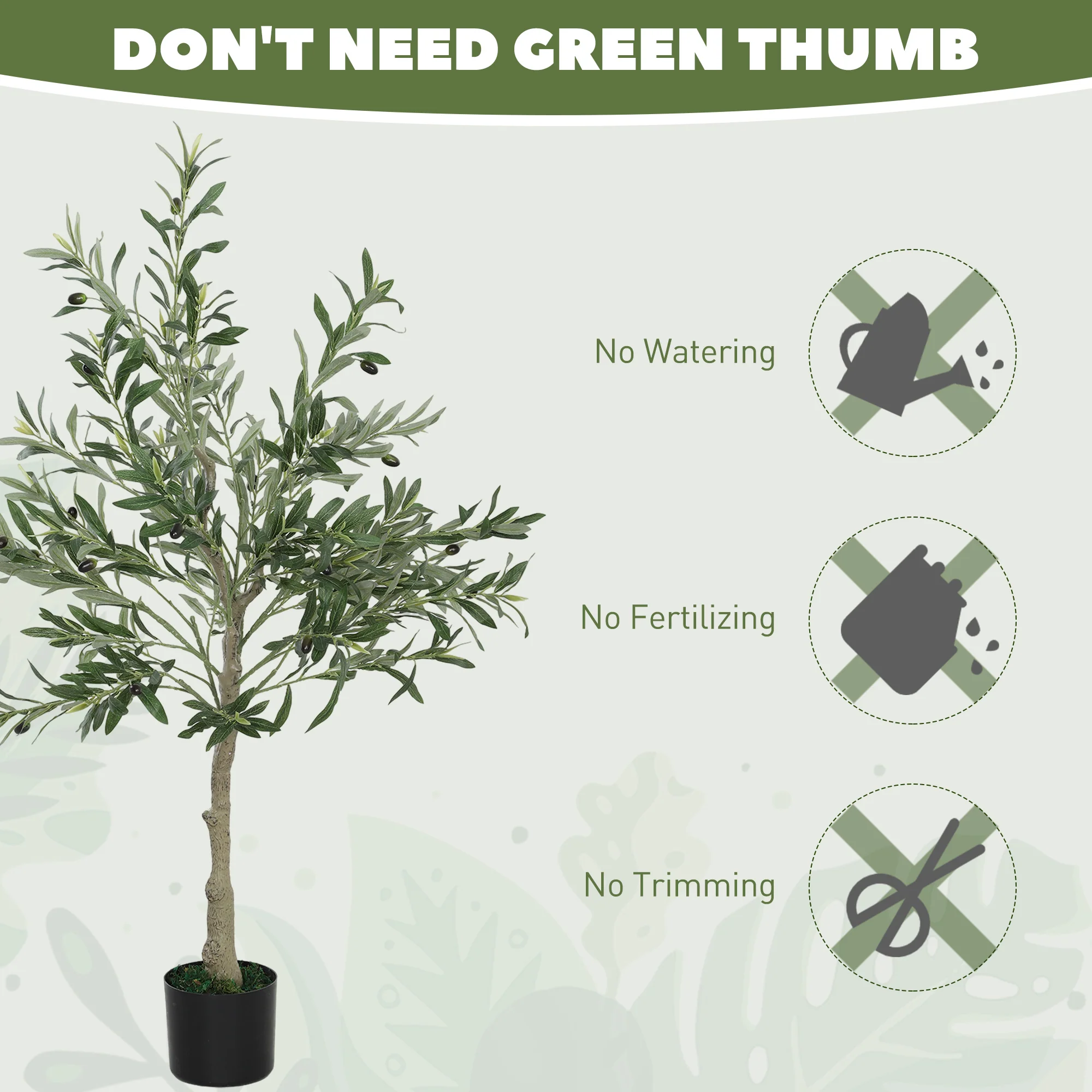 HOMCOM Indoor Artificial Plant, Faux Potted Silk Olive Tree - Image 7