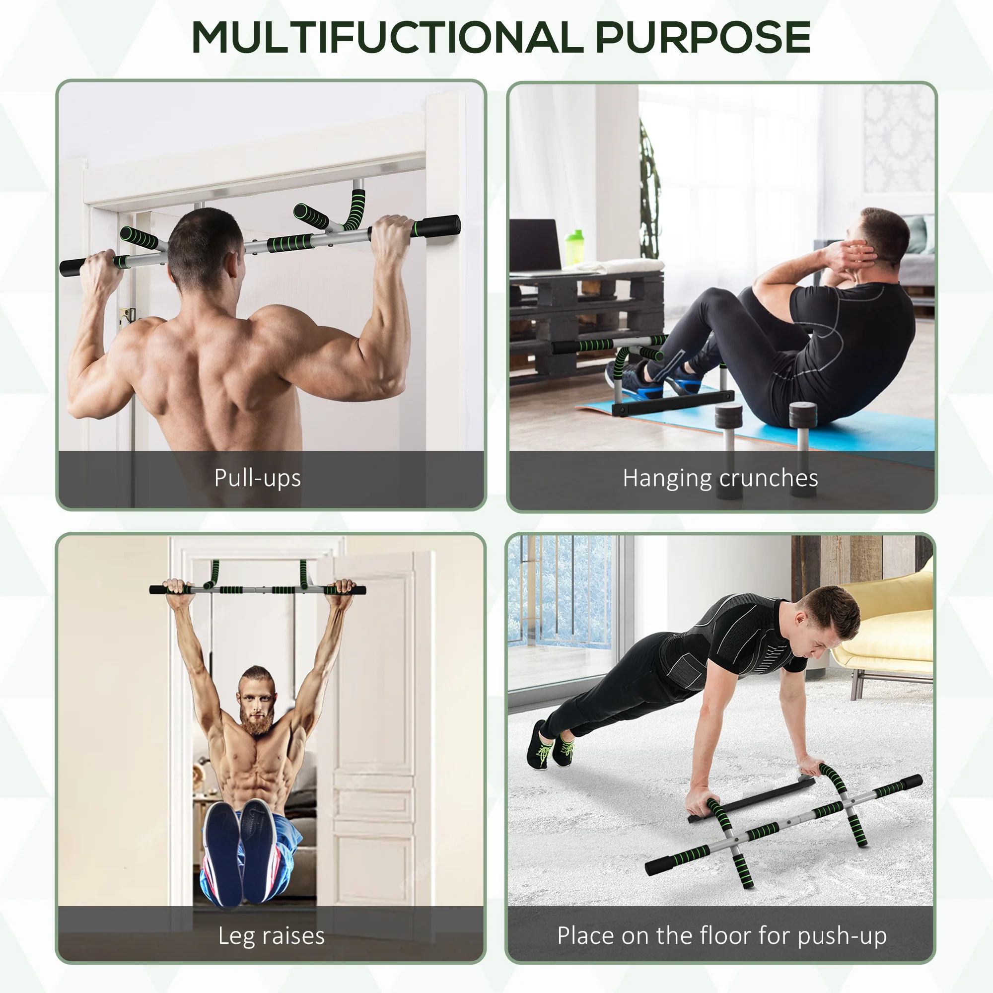 HOMCOM Indoor Fitness Door Horizontal Bar Pull-ups Home Gym Upper Body Workout - Image 3