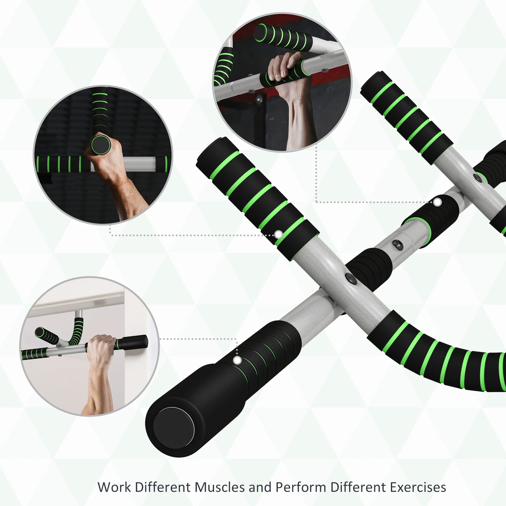 HOMCOM Indoor Fitness Door Horizontal Bar Pull-ups Home Gym Upper Body Workout - Image 4