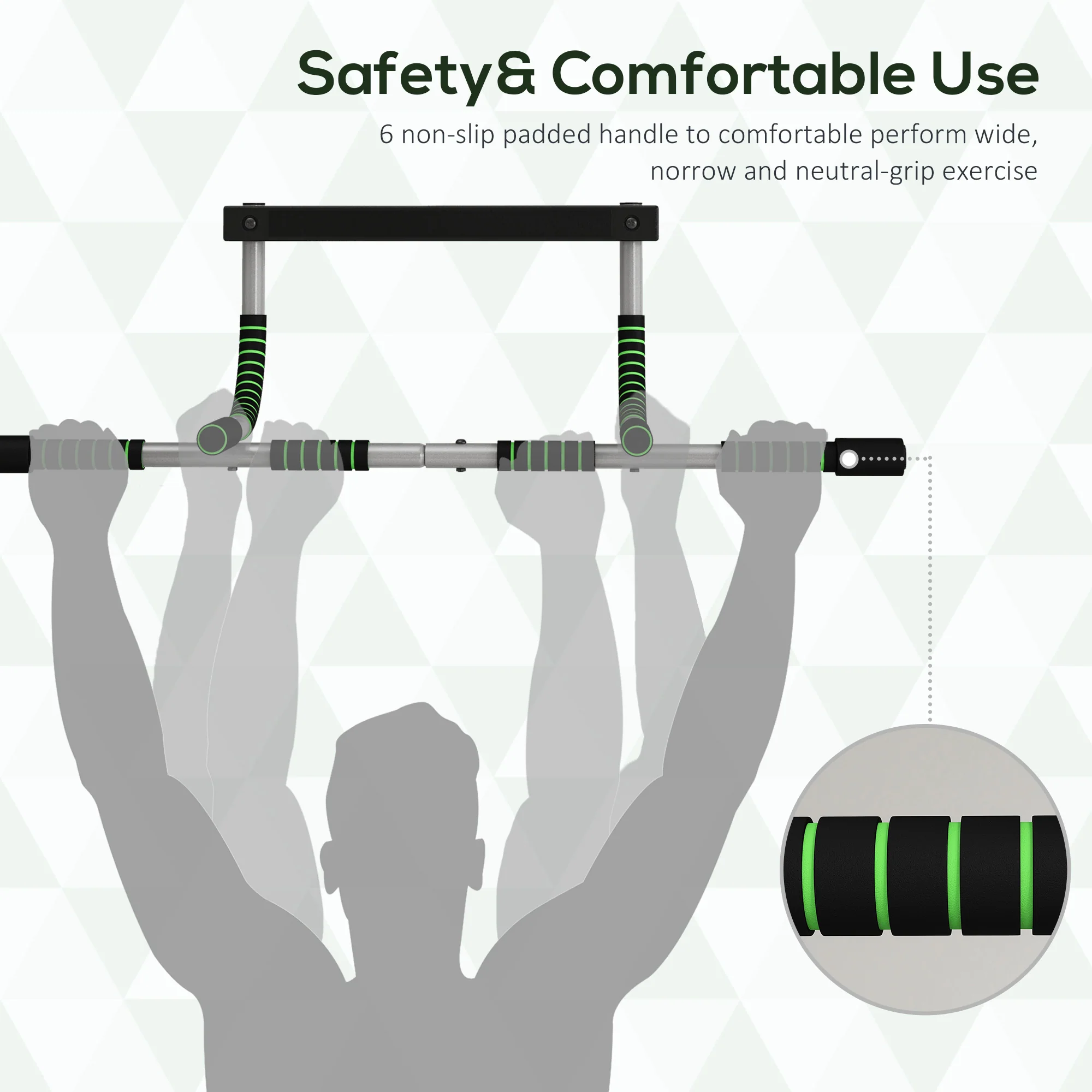 HOMCOM Indoor Fitness Door Horizontal Bar Pull-ups Home Gym Upper Body Workout - Image 6